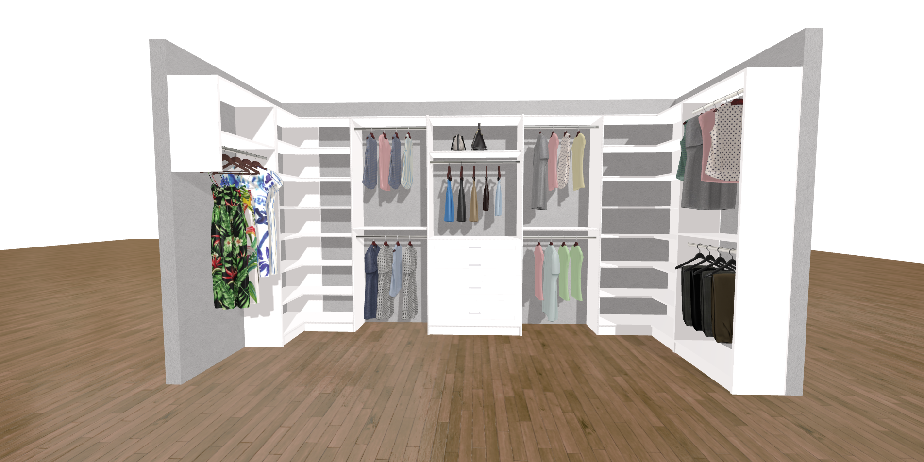 Closet Rendering for Primary Bedroom Walk-In, Bridgewater NJ