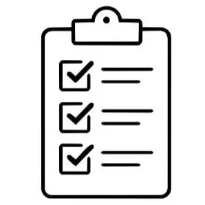 Checklist clipboard icon representing the custom closet planning process.