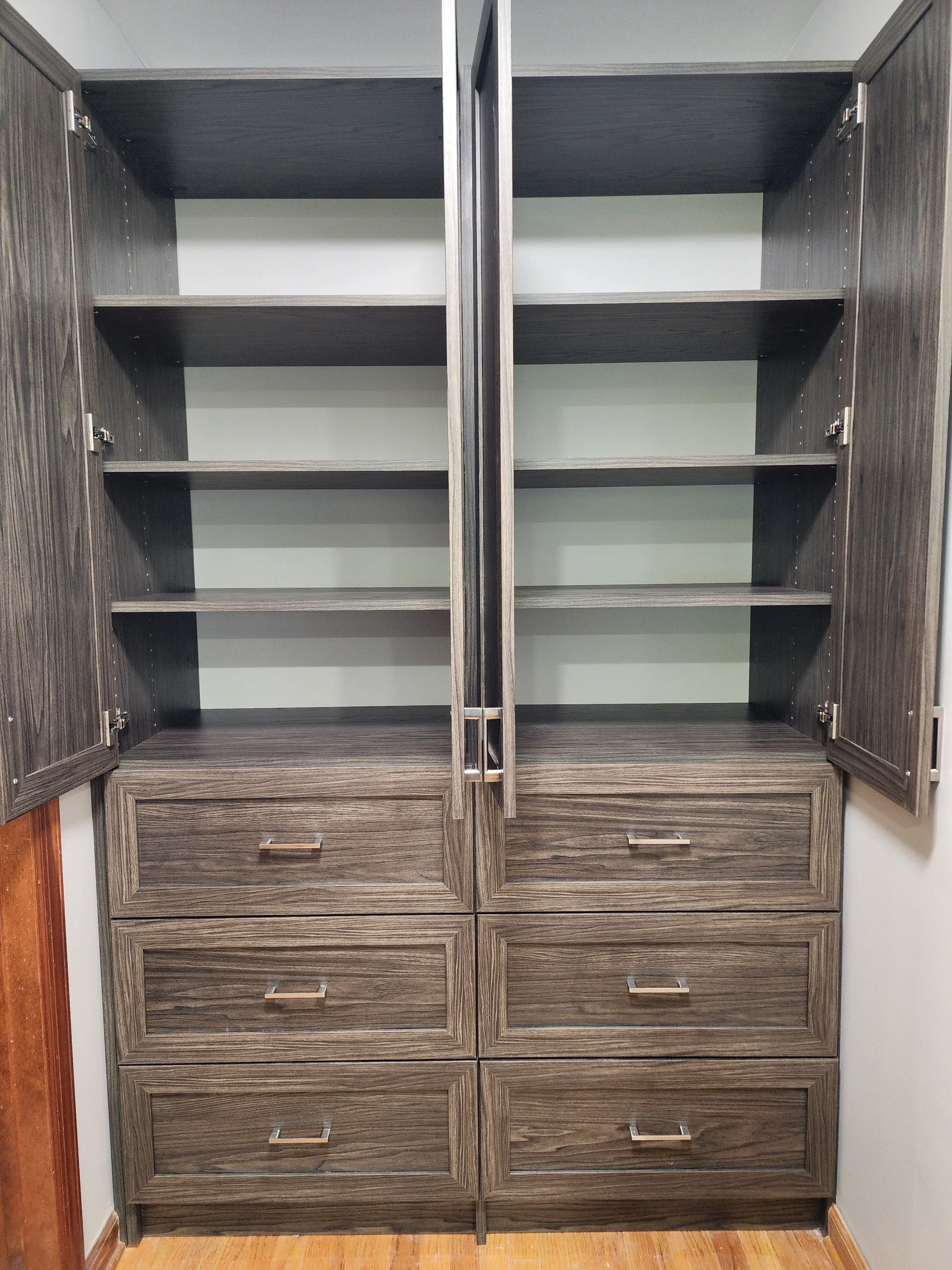 Whippany Armoire with Open Doors to reveal the shelving