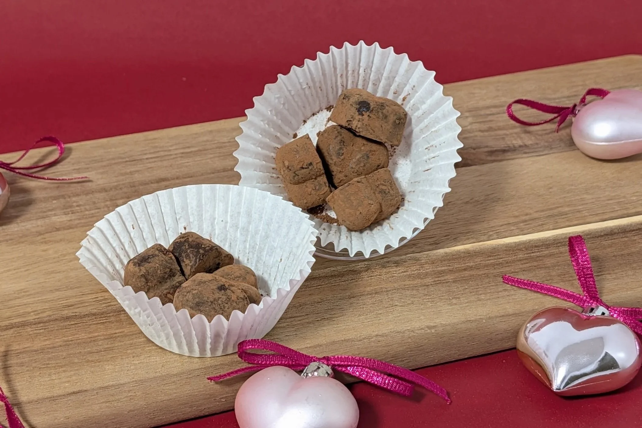 Heart Chocolate truffles in cocoa powder