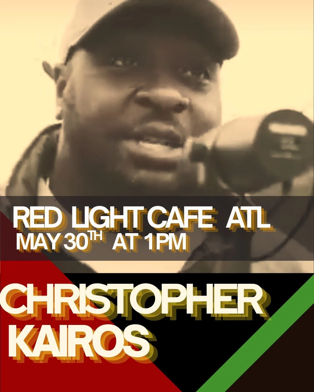 Christopher Kairos. Live performance at Red Light Cafe on May 30th at 1:00 P.M.