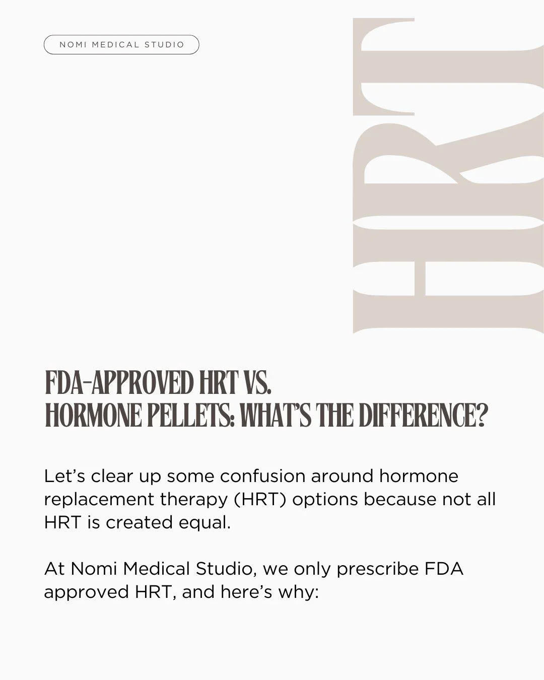 If you&rsquo;ve got questions about HRT, or if you&rsquo;re on pellets and wondering about switching to a safer option, we&rsquo;re here to help. #NomiMedicalStudio #CalabasasWellness #HRTFacts #BioidenticalHormones #FDAApprovedHRT #EvidenceBasedMedi