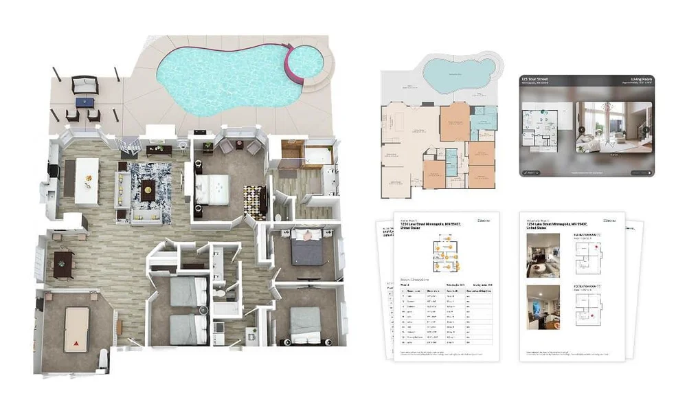 Premium 3D floor plan — full-color 3D rendering with virtual staging