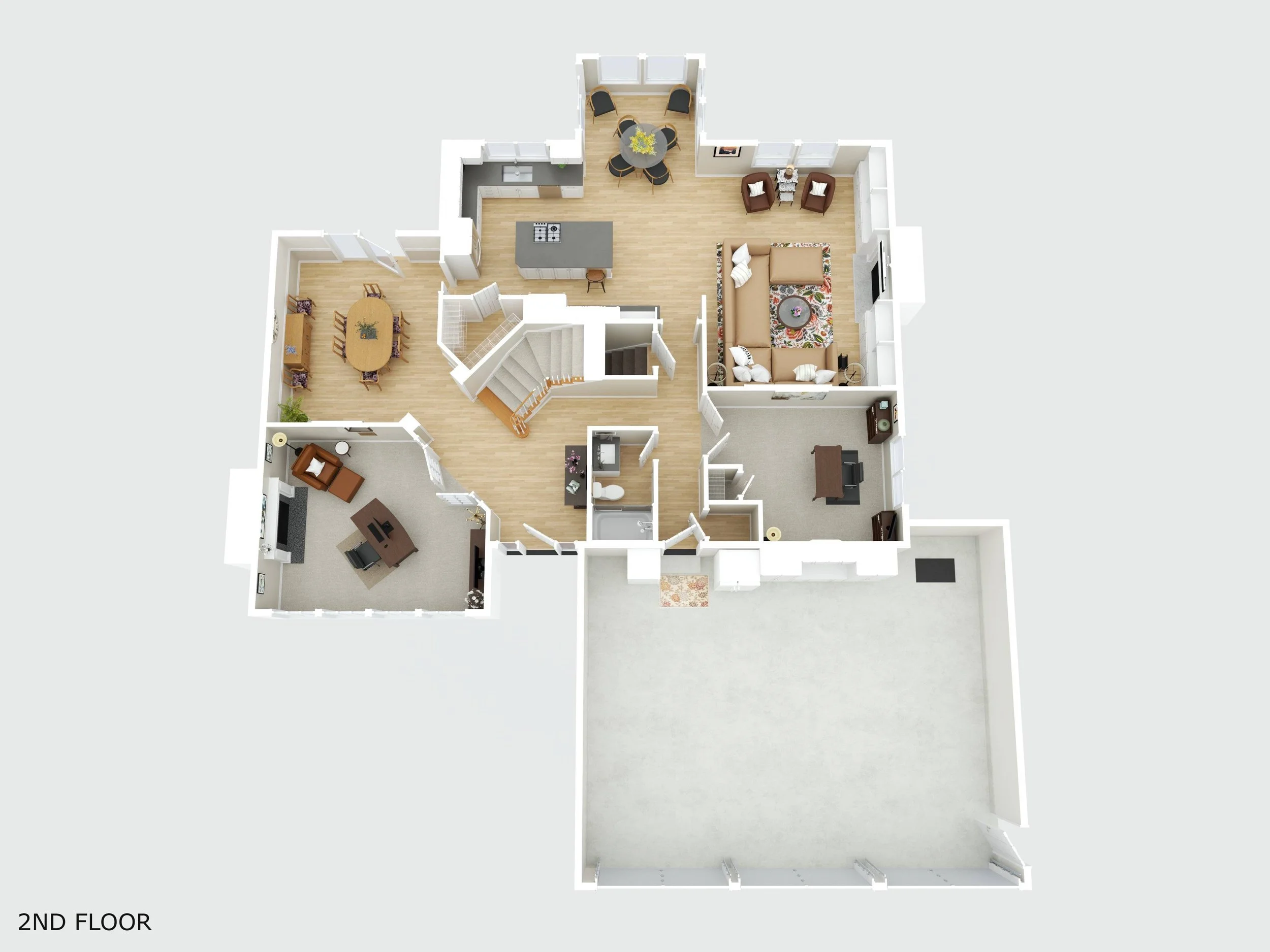 3D full color rendering with virtual furniture