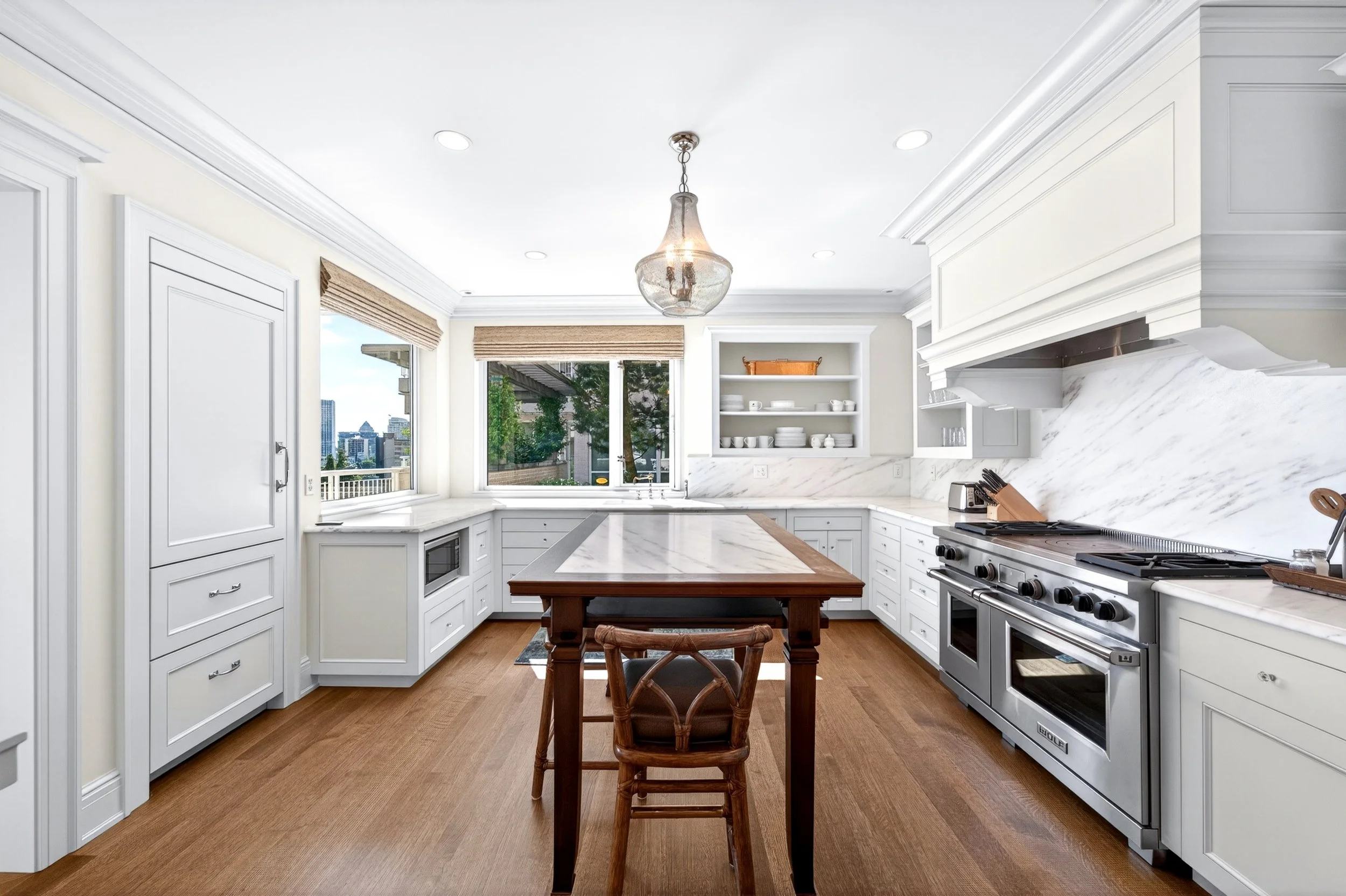 Portland condo kitchen with city view