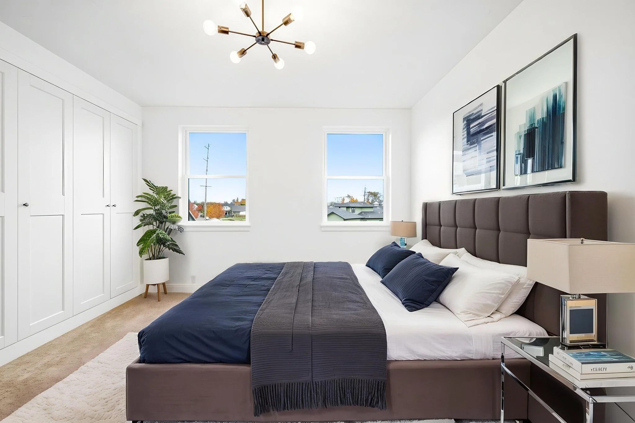 Virtual staging of a bedroom with modern furniture in portland, oregon