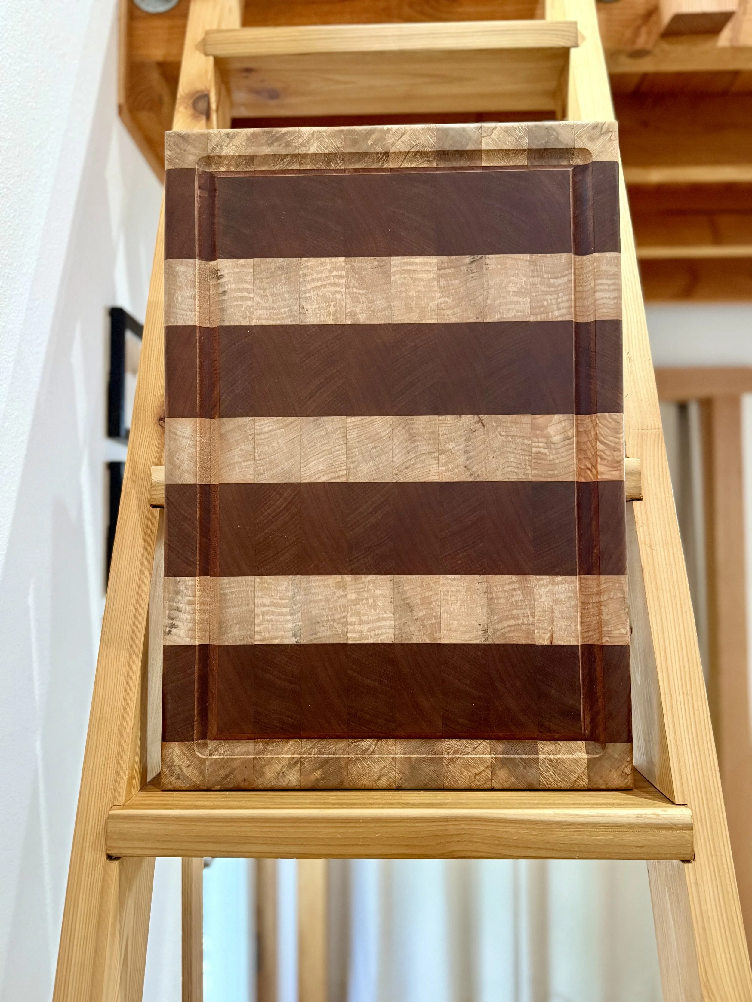 Sapele, Maple & Sycamore End-Grain Cutting Board