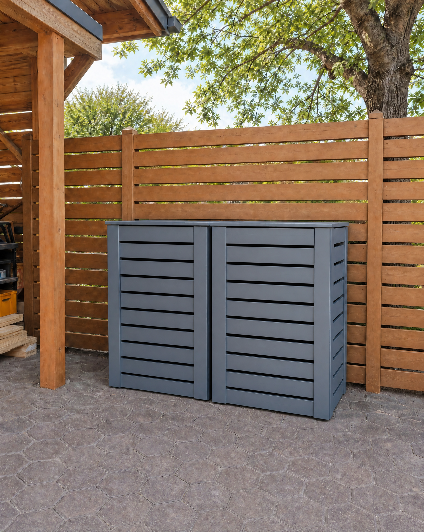 Kahene puidust ümbriskast 2 x 240L prügikastile