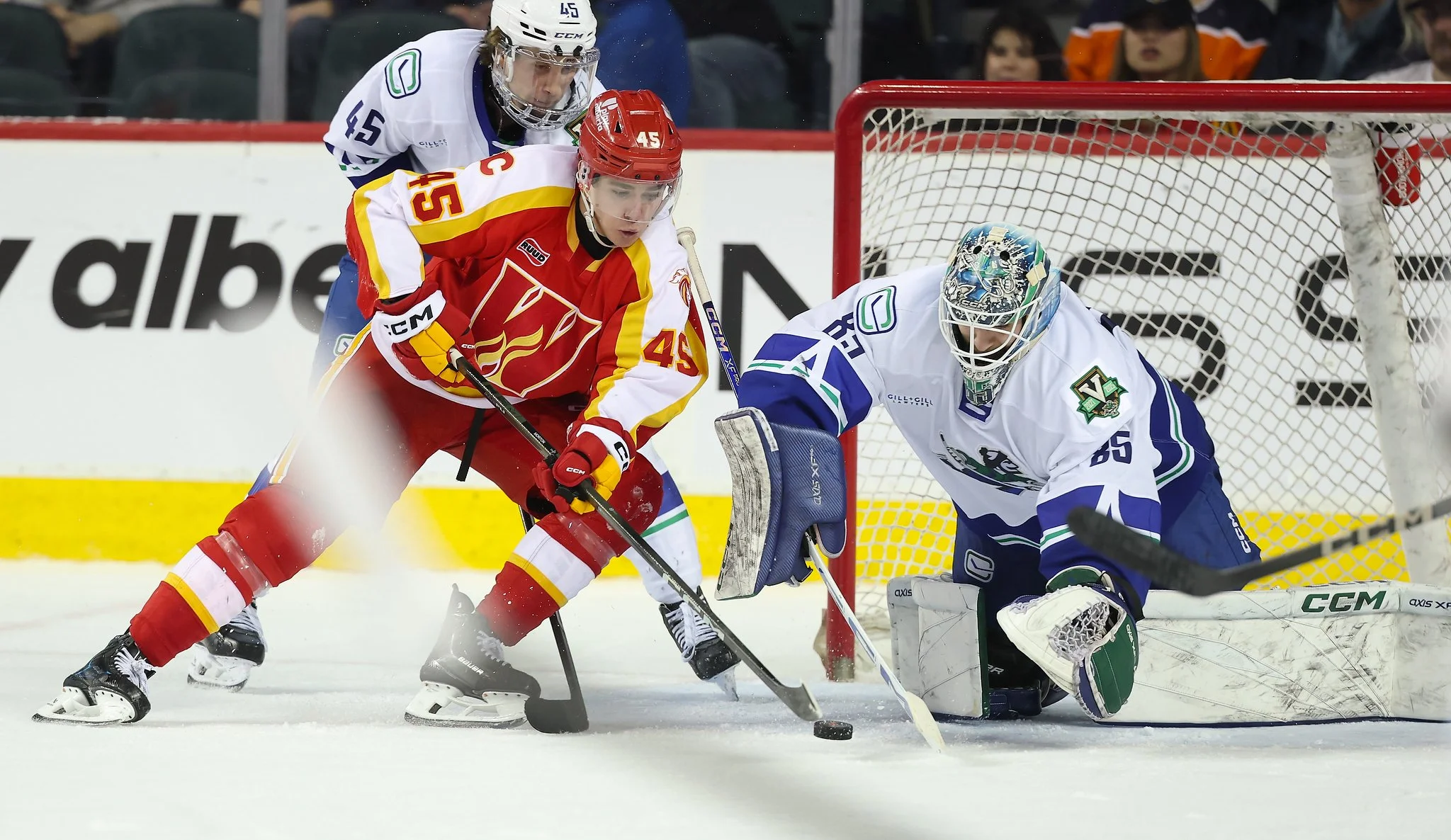 Canucks blank Wranglers 4-0 behind Young’s shutout