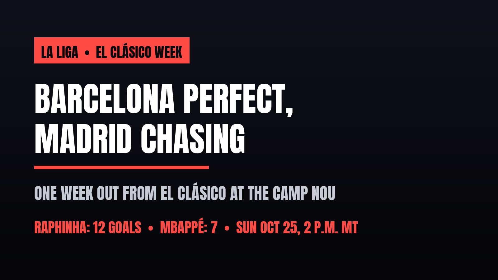 Barcelona perfect, Madrid chasing: one week out from El Clásico