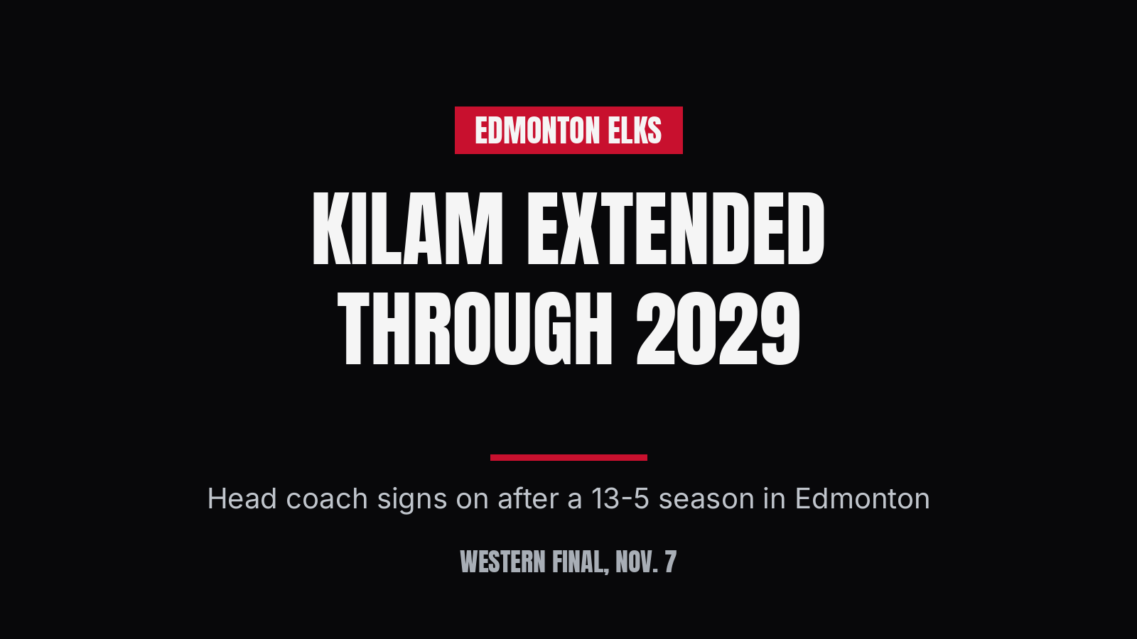 Elks extend head coach Mark Kilam through 2029