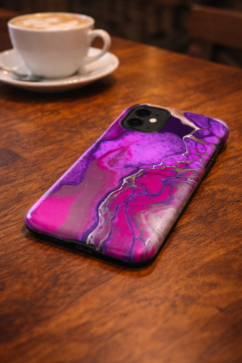 Fuchsia Fault lines - Abstract Art iPhone case | MagSafeⓇ  Tough Protection