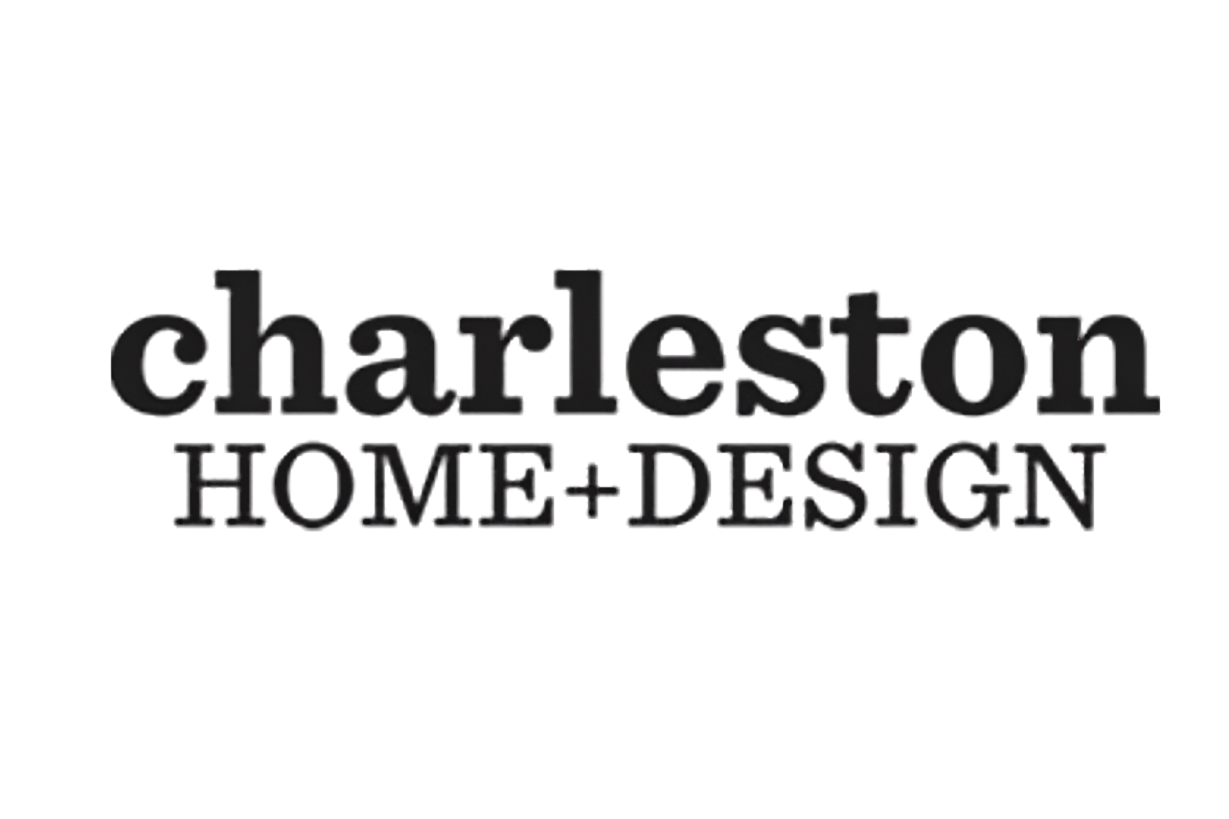 Black background with white text reading 'charleston HOME + DESIGN'