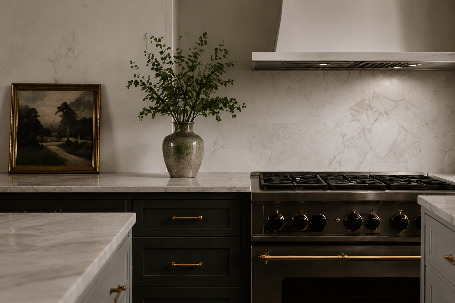 Elegant modern kitchen with artwork.png
