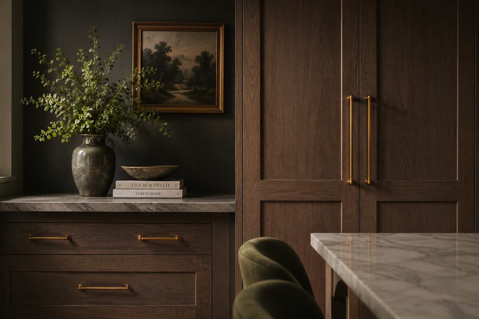 Sophisticated kitchen vignette with rich textures.png