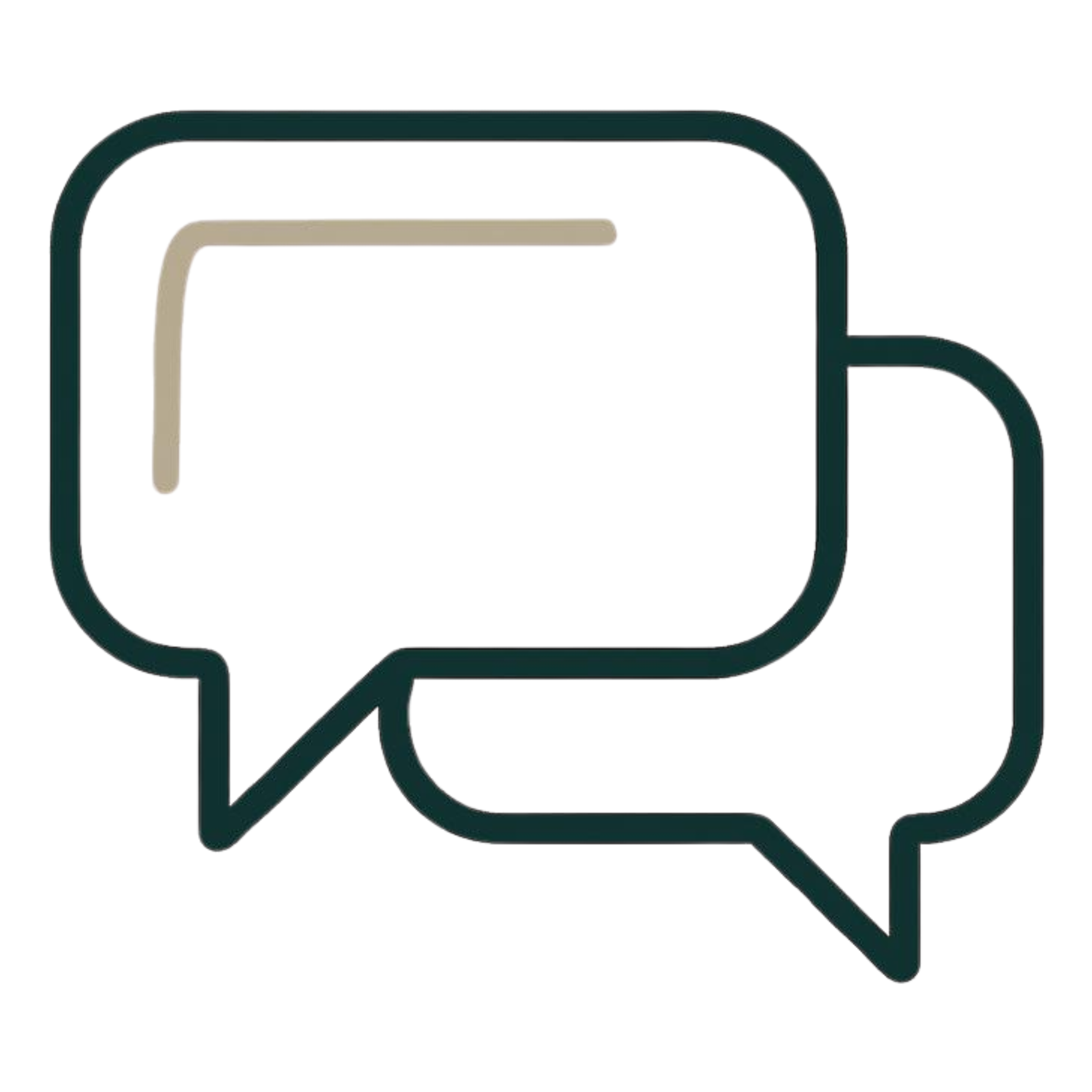 Abstract graphic featuring overlapping speech bubbles with minimalistic line art style
