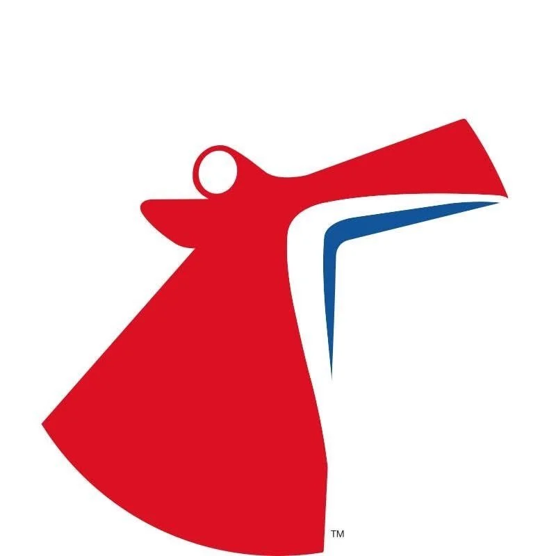 Stylized illustration of a red, white, and blue pelican or similar bird with a prominent beak, representing the Carnival Cruise symbol.