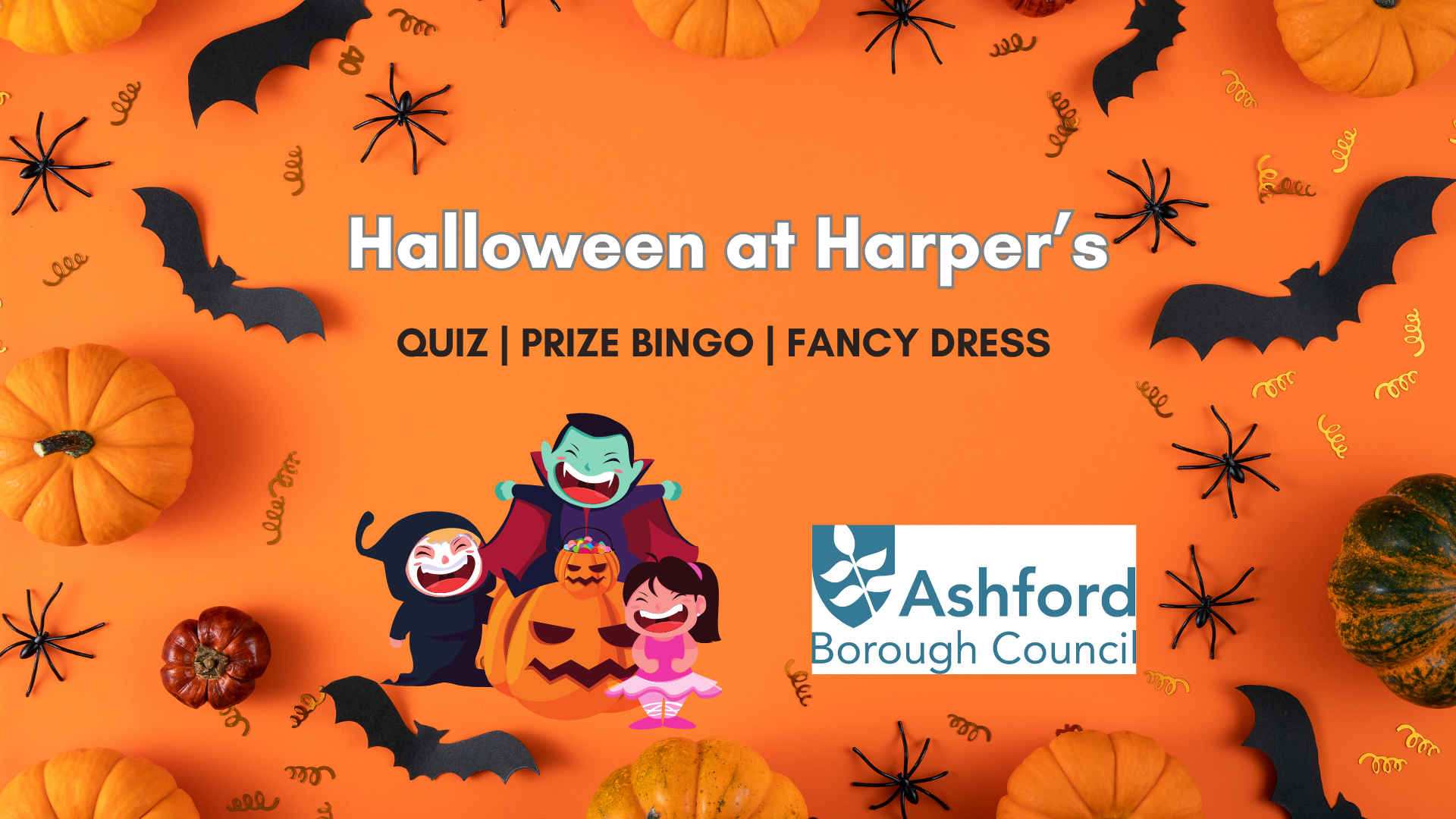 Book our family-friendly Halloween quiz, prize bingo and fancy dress event.