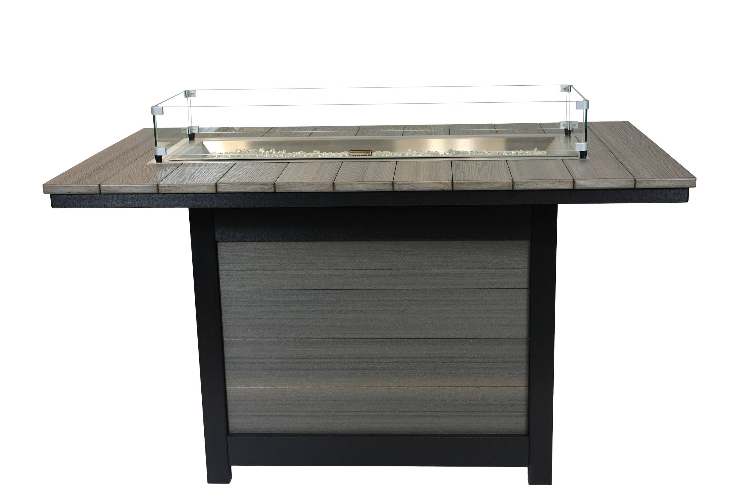 Astoria Fire Table, AF-405 (Coastal Gray/Black). 40”W x 61”L x 36”H