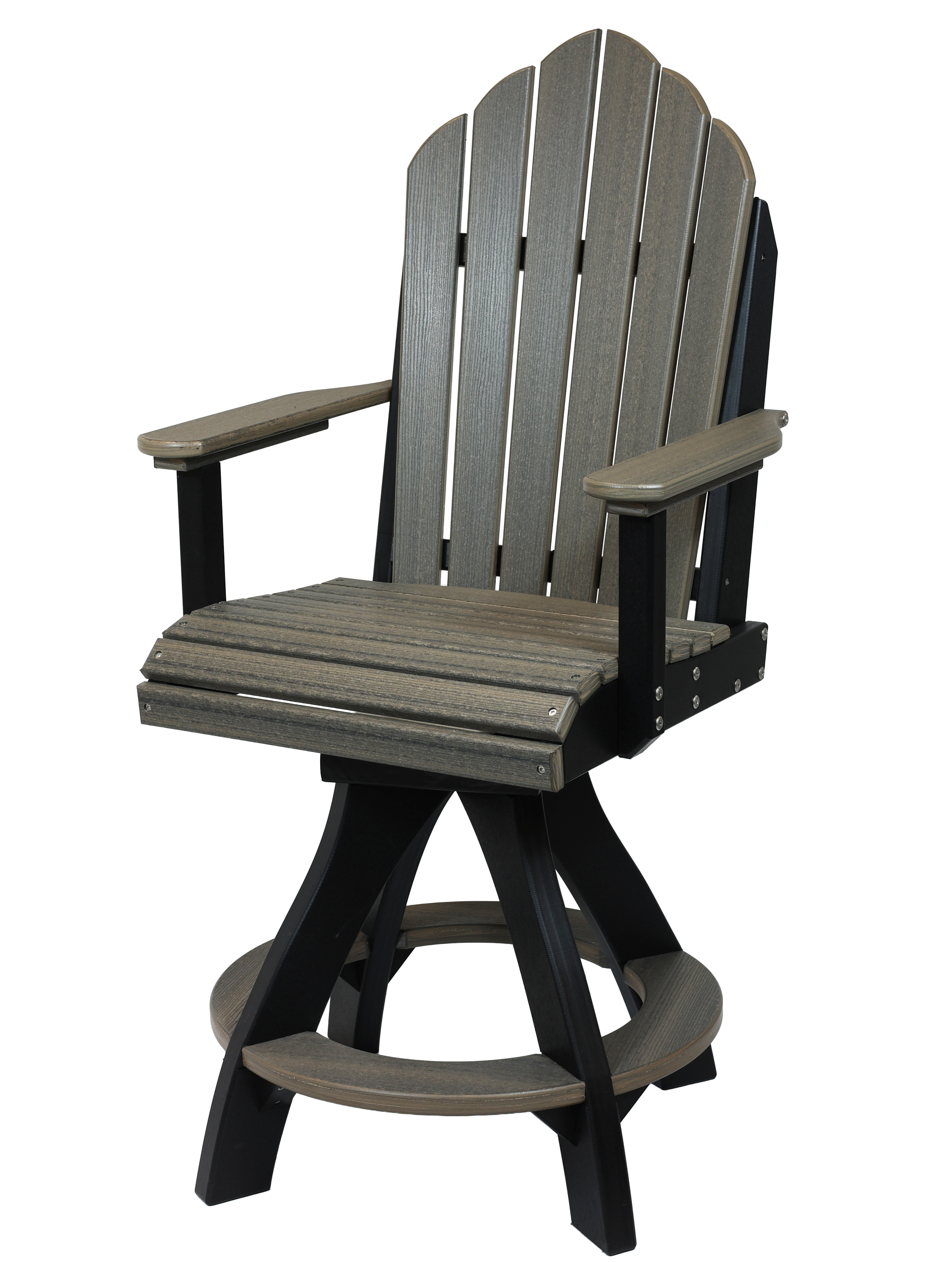 Columbia Swivel Barstool, C-180 (Coastal Gray/Black). 25.5”w x 29”D x 48.5”H, 25” Seat H