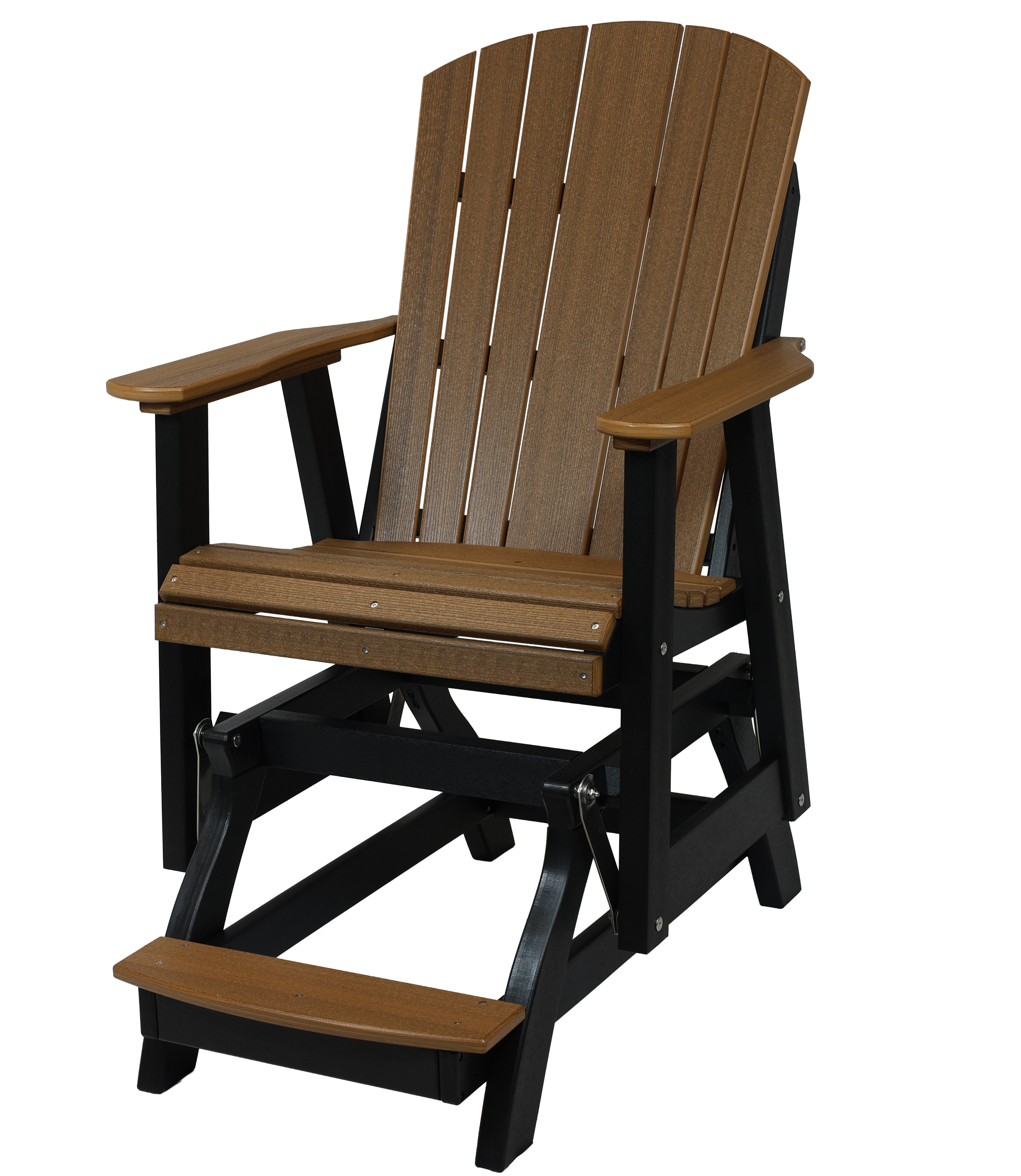 Grand Balcony Glider, M-135 (Antique Mahogany/Black). 30”W x 41”D x 49.5”H, 18.5” Seat H