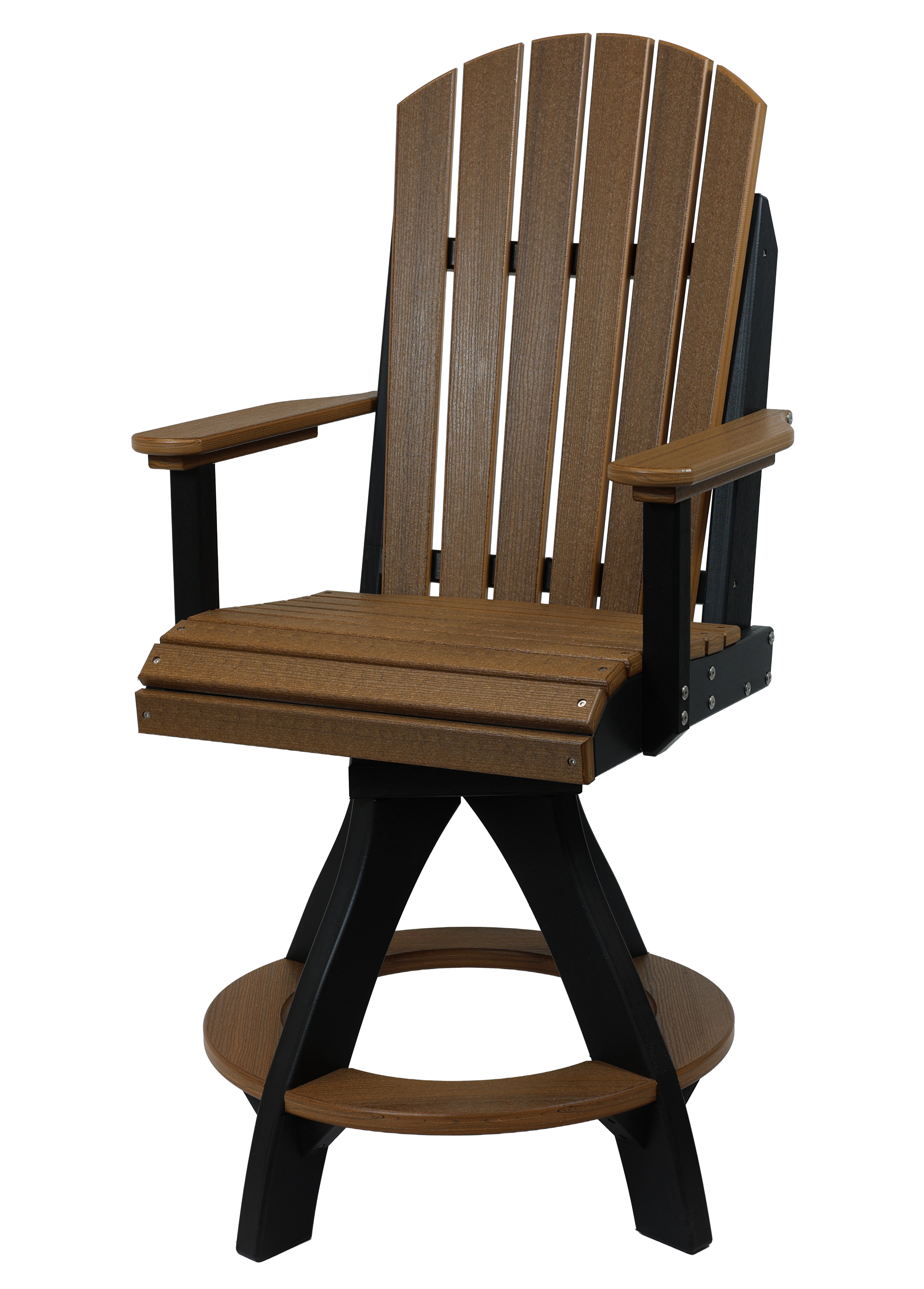 Medford Swivel Barstool, M-180 (Antique Mahogany/Black). 25.5”W x 29”D x 48.5”H, 24”or 30” Seat H