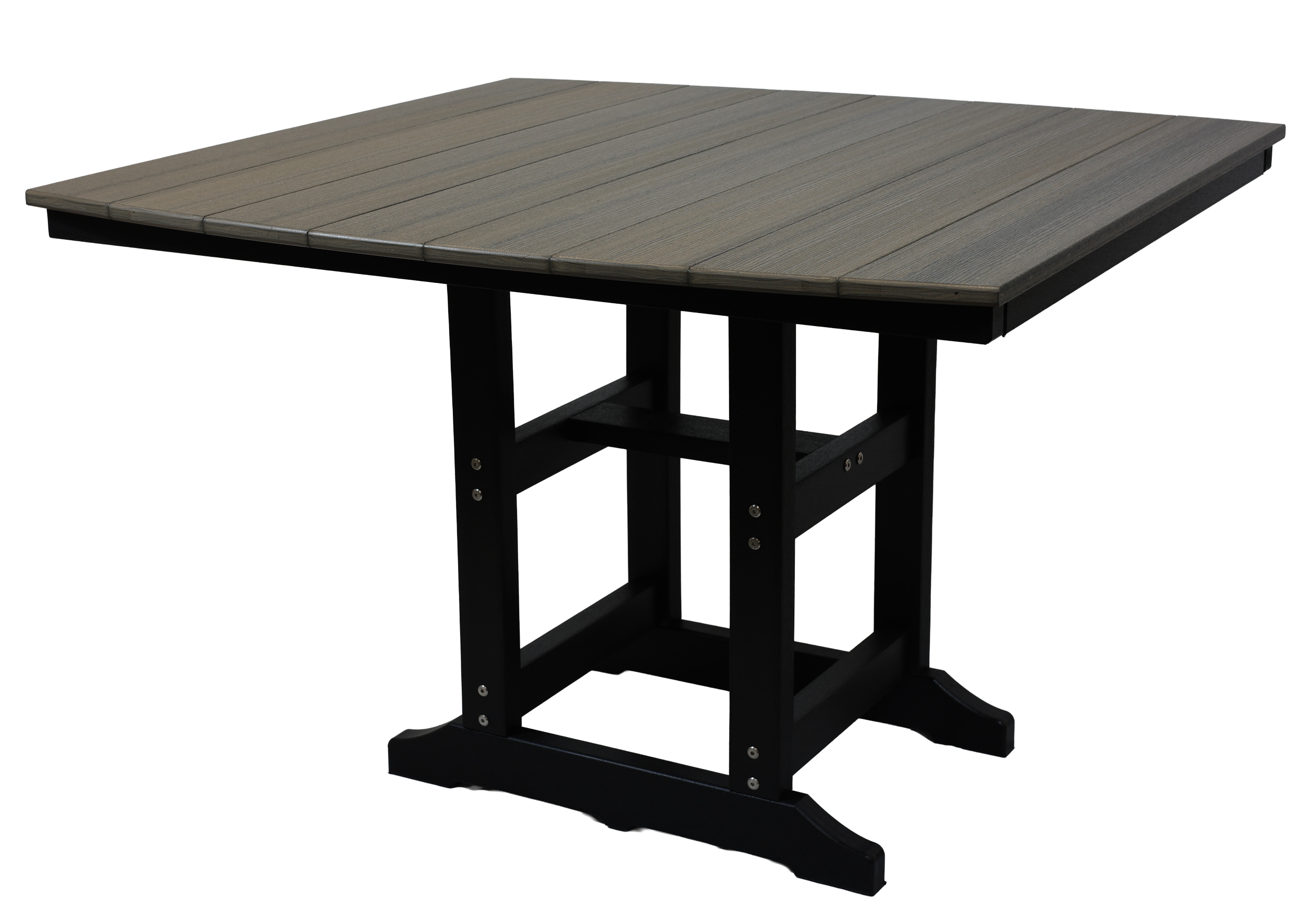 Rogue River Table with Bow End, R-100 (Coastal Gray/Black). 44”Square x 30”H