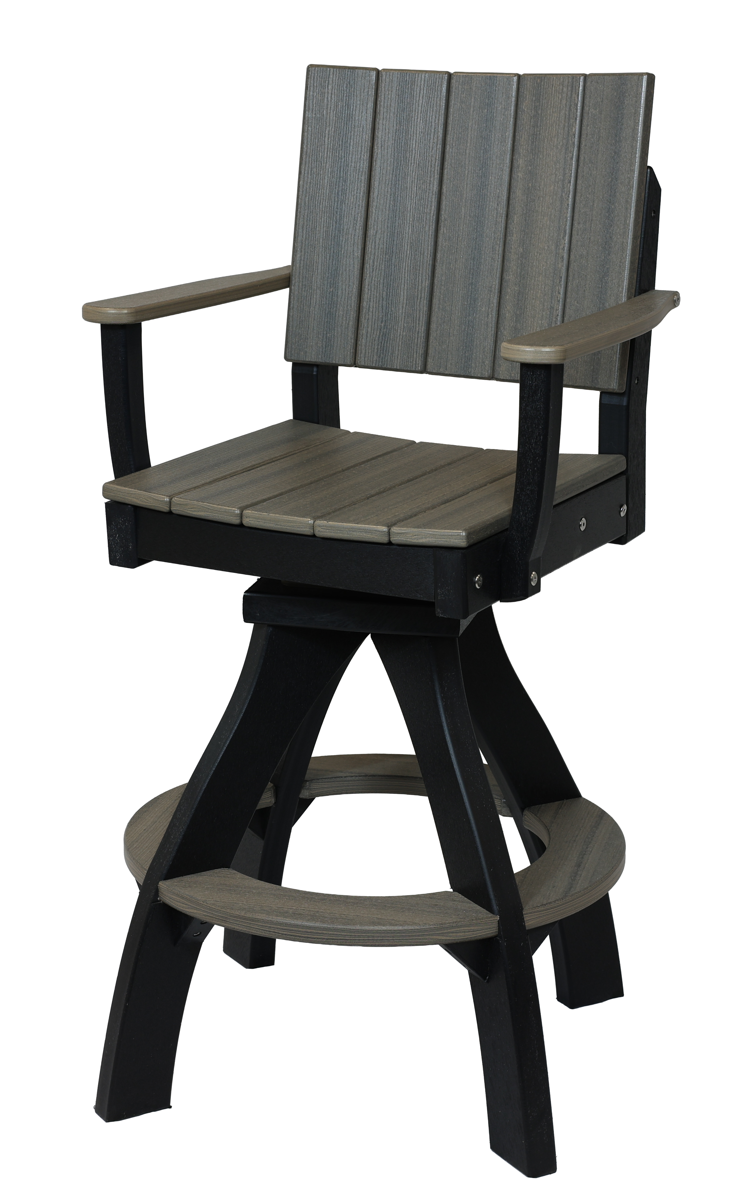 Sunriver Balcony Swivel Arm Chair, S-205 (Coastal Gray/Black). 25.5”W x 29”D x 48.5”H, 17” Seat H