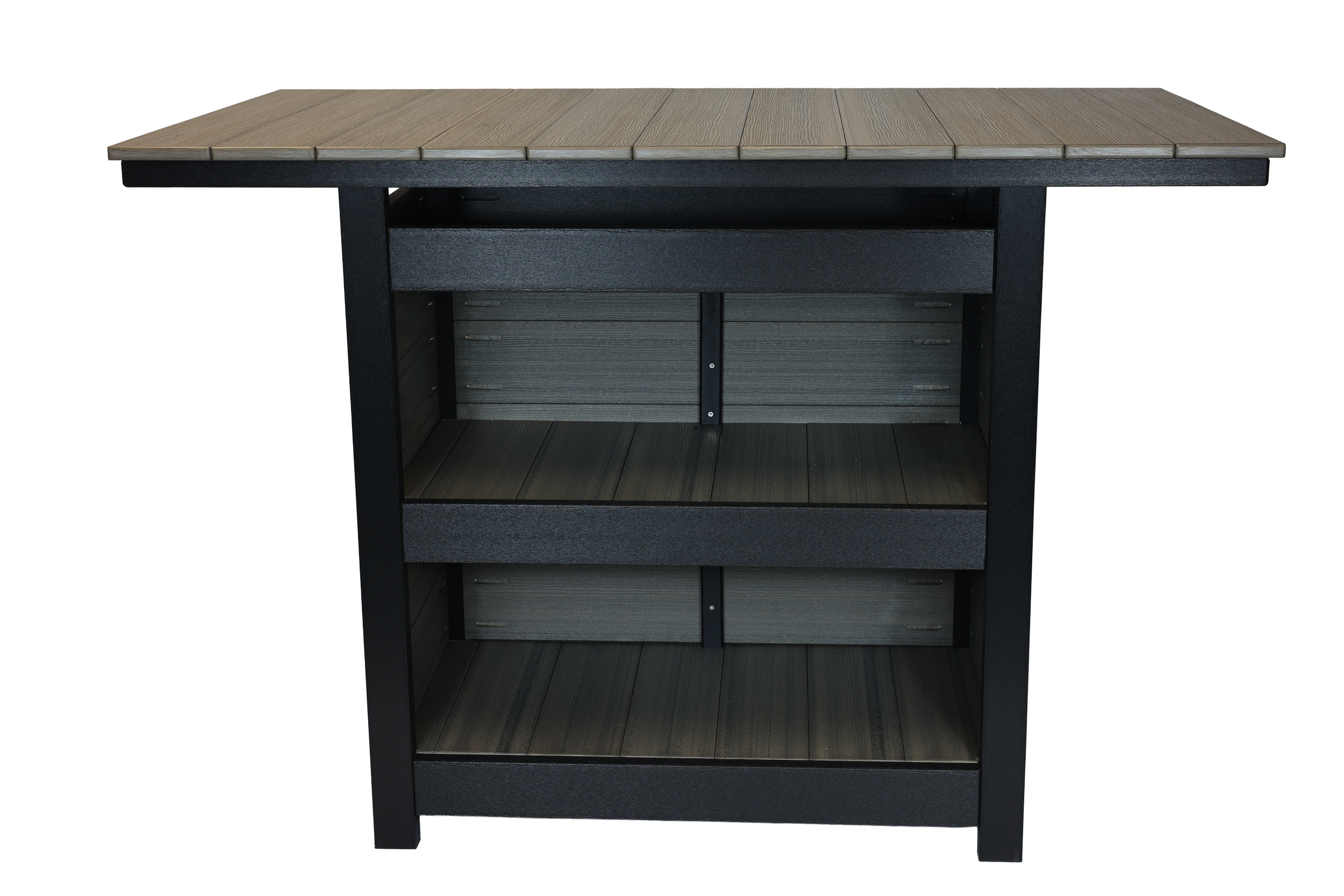 Astoria Table With Storage, A-110 (Coastal Gray/Black). 55.5”W x 34.5”D x 42”H