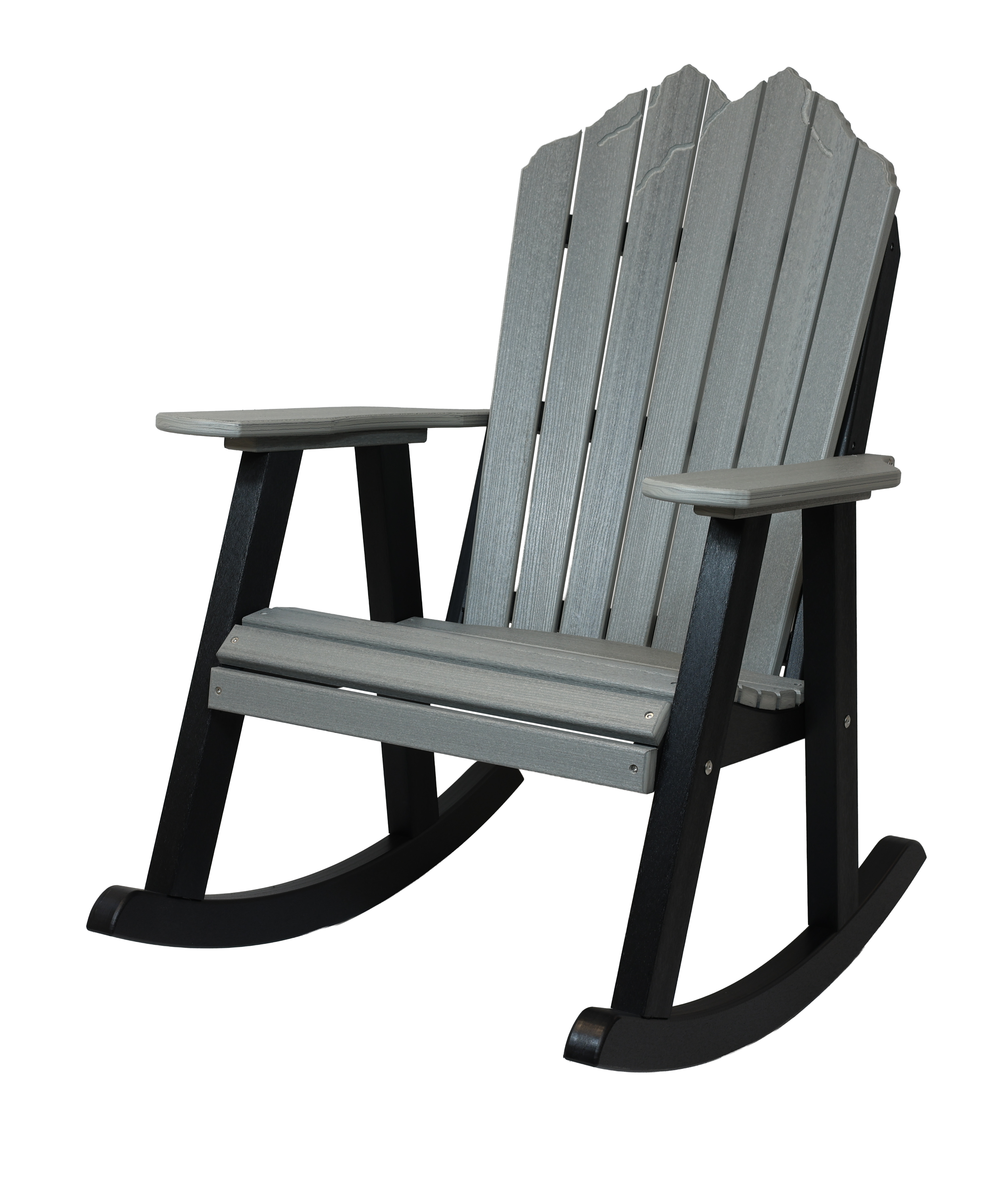 Rocky Mountain Rocker, CA-170 (Driftwood Grey/Black). 28”W x 37”D x 49.5”H, 18” Seat H