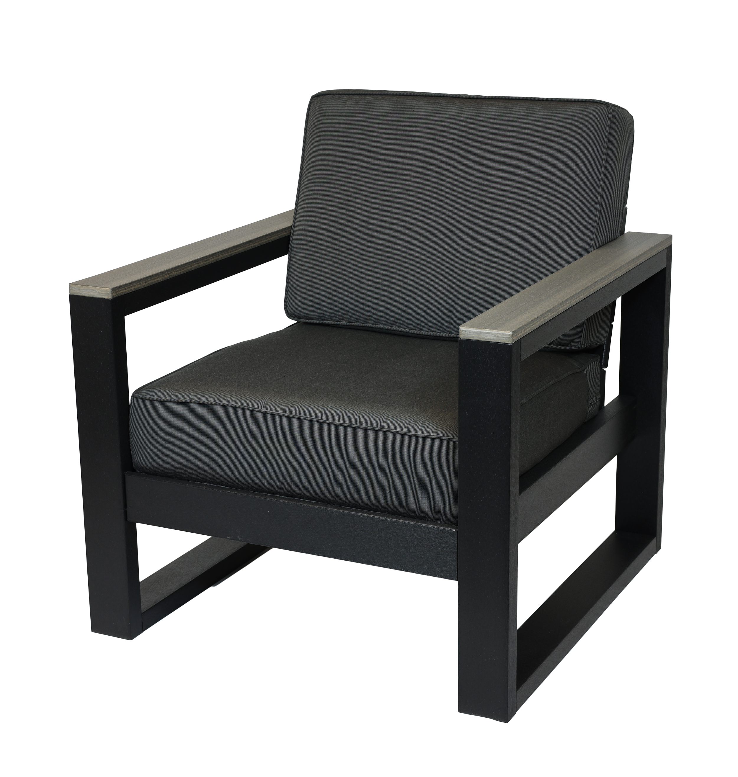Modern Chair, CM-110 (Coastal Gray/Black with Canvas Coal Fabric). 34.5”W x 34”D x 36”H