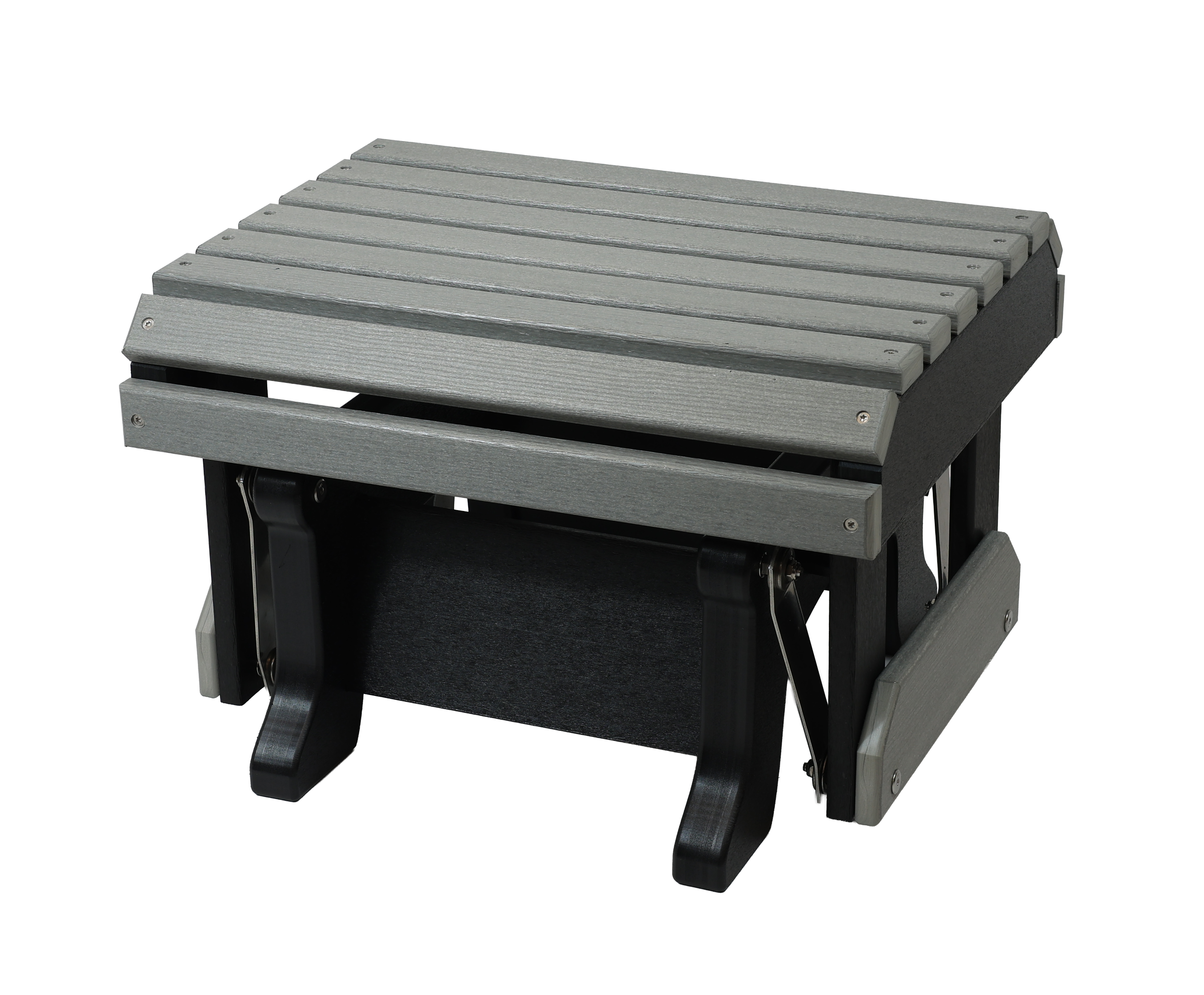 Gliding Ottoman, Misc-100 (Driftwood Grey/Black). 22”W x 17.5”D x 14.5”H