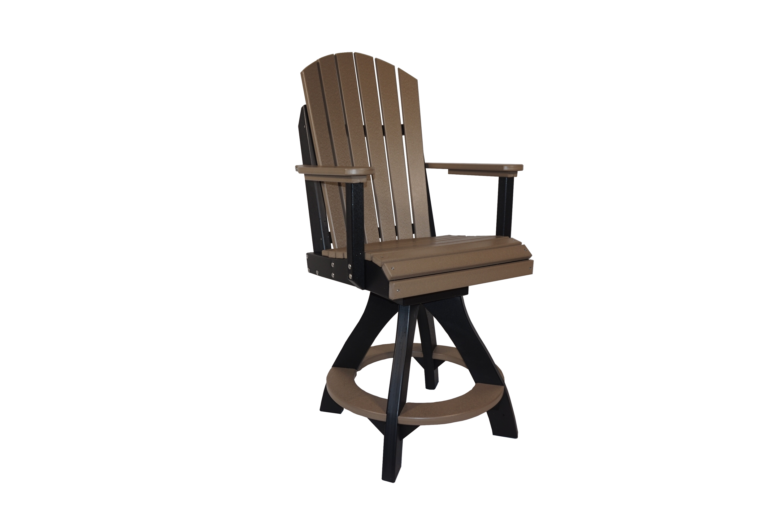 Medford Swivel Barstool, M-180 (Antique Mahogany/Black). 25.5”W x 29”D x 48.5”H, 25” Seat H