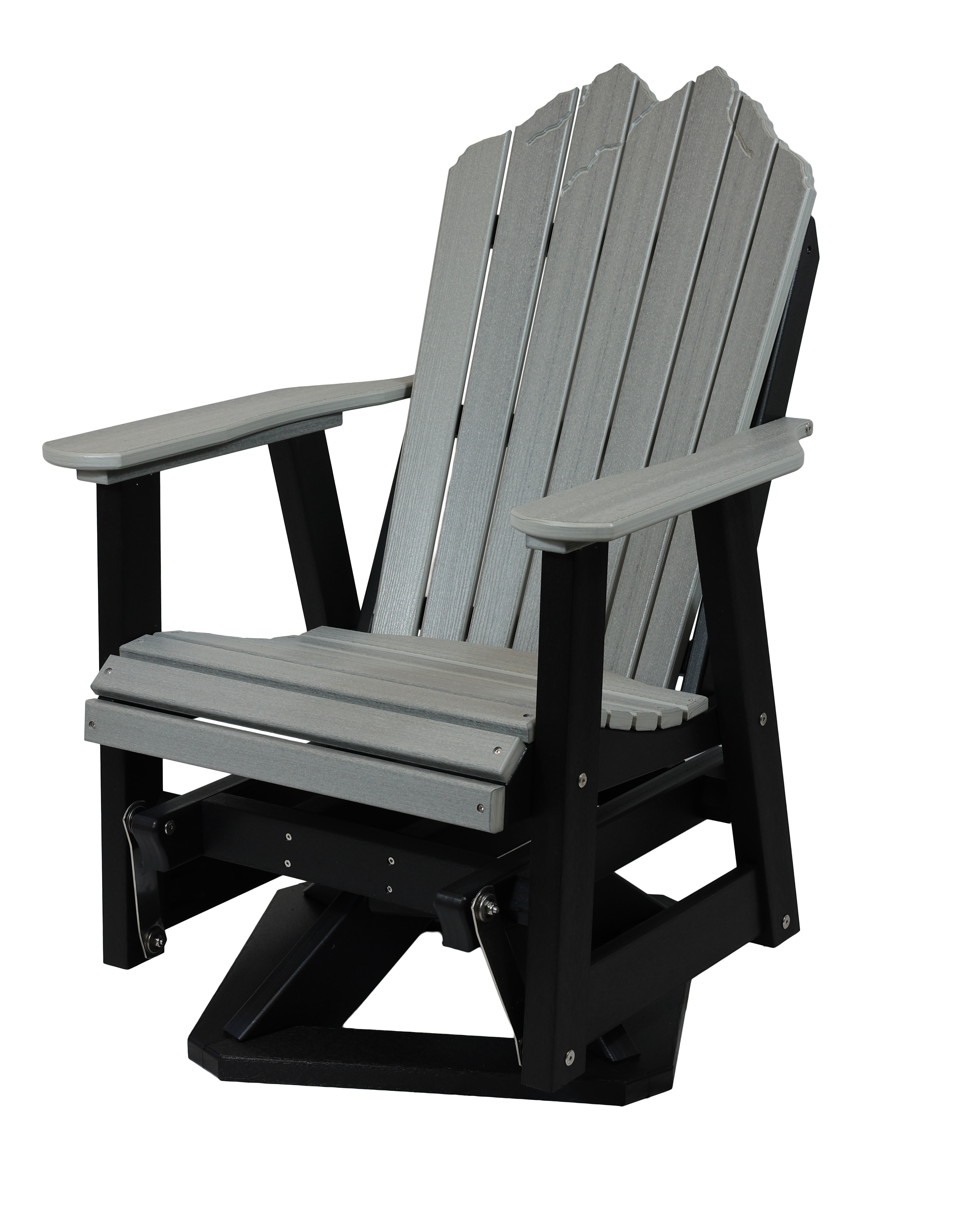 Rocky Mountain Swivel Glider, CA-140 (Driftwood Grey/Black). 28”W x 30”D x 43”H, 17.5” Seat H