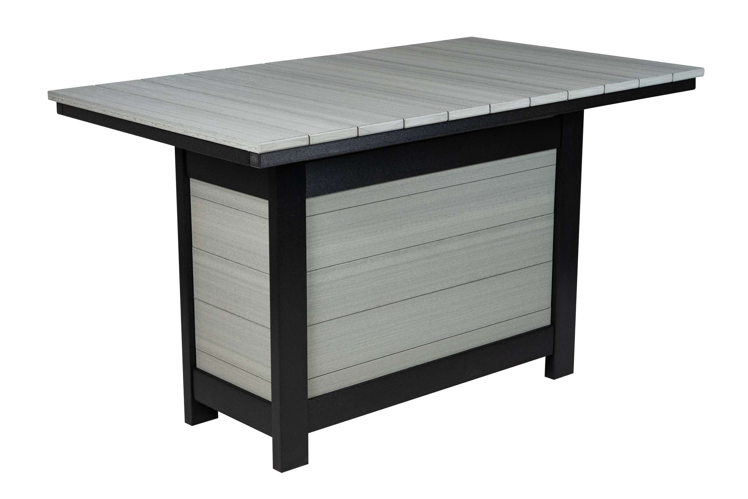 Astoria Table, A-400 (Driftwood Grey/Black). 36”W x 61”D x 36”H