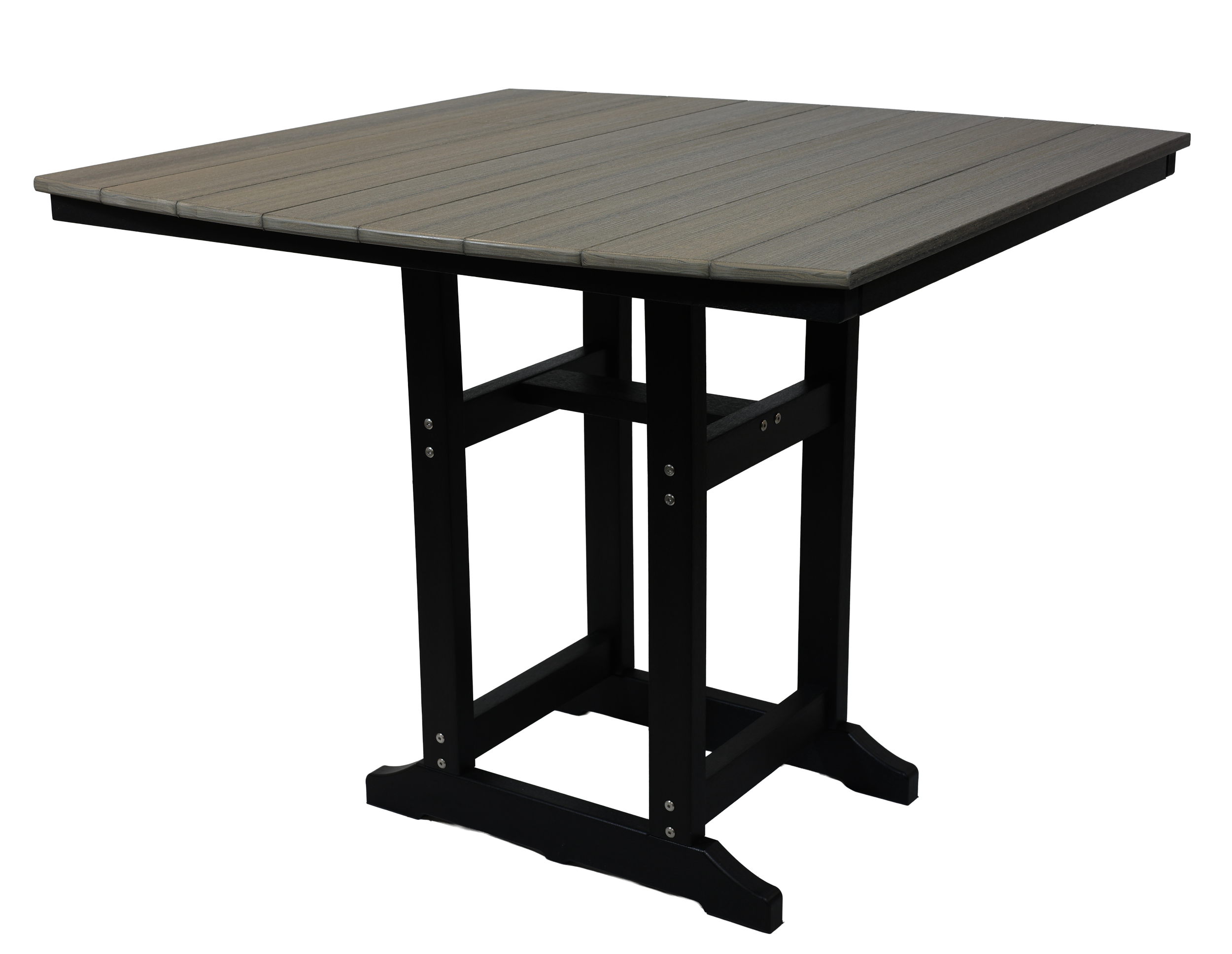 Rogue River Table With Bow End, R-105 (Coastal Gray/Black). 44”Square x 36”H