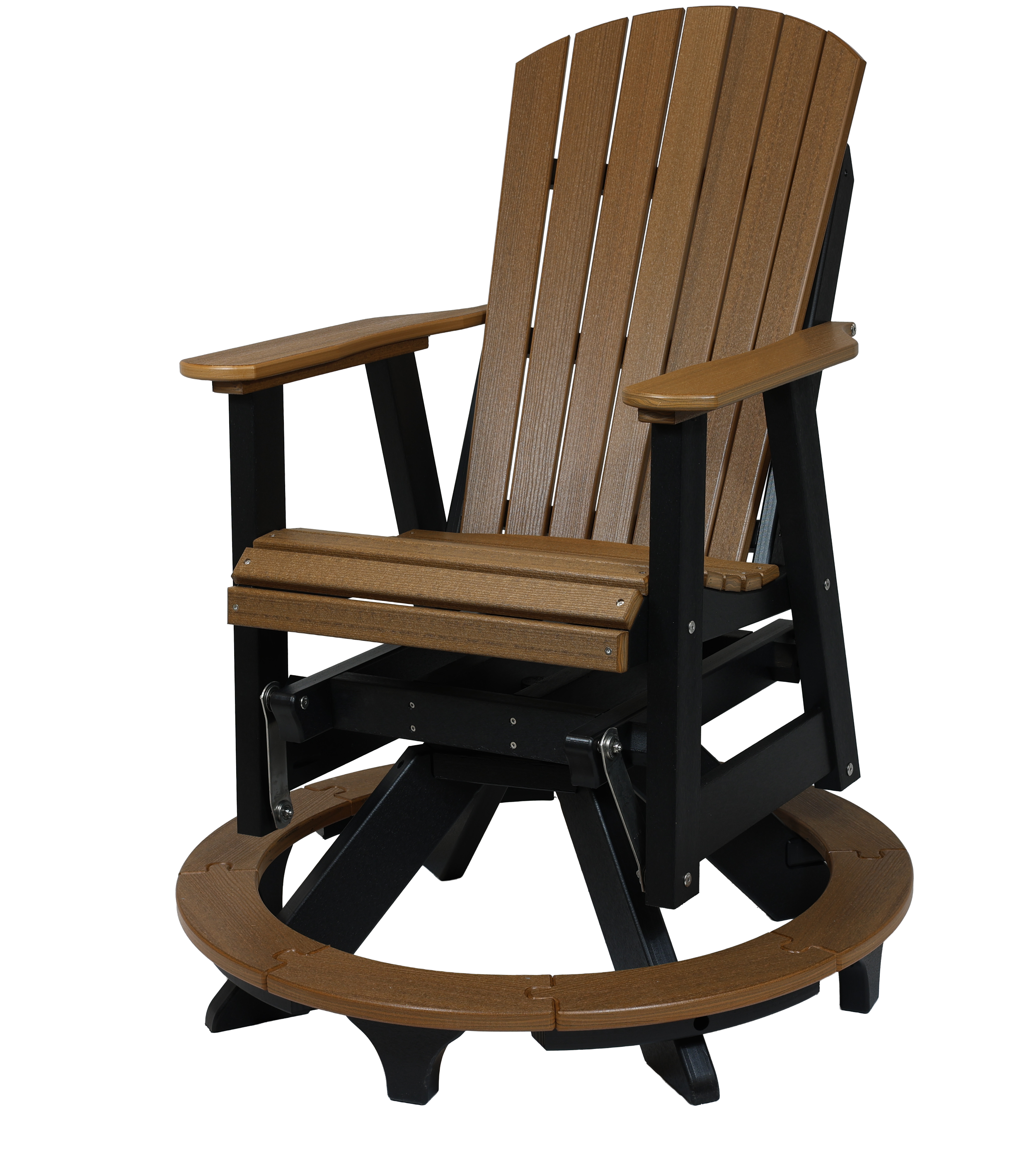 Medford Balcony Swivel Glider, M-190 (Antique Mahogany/Black). 28.24”W x 36.5”D x 46.75”H, 17.75” Seat H from Platform