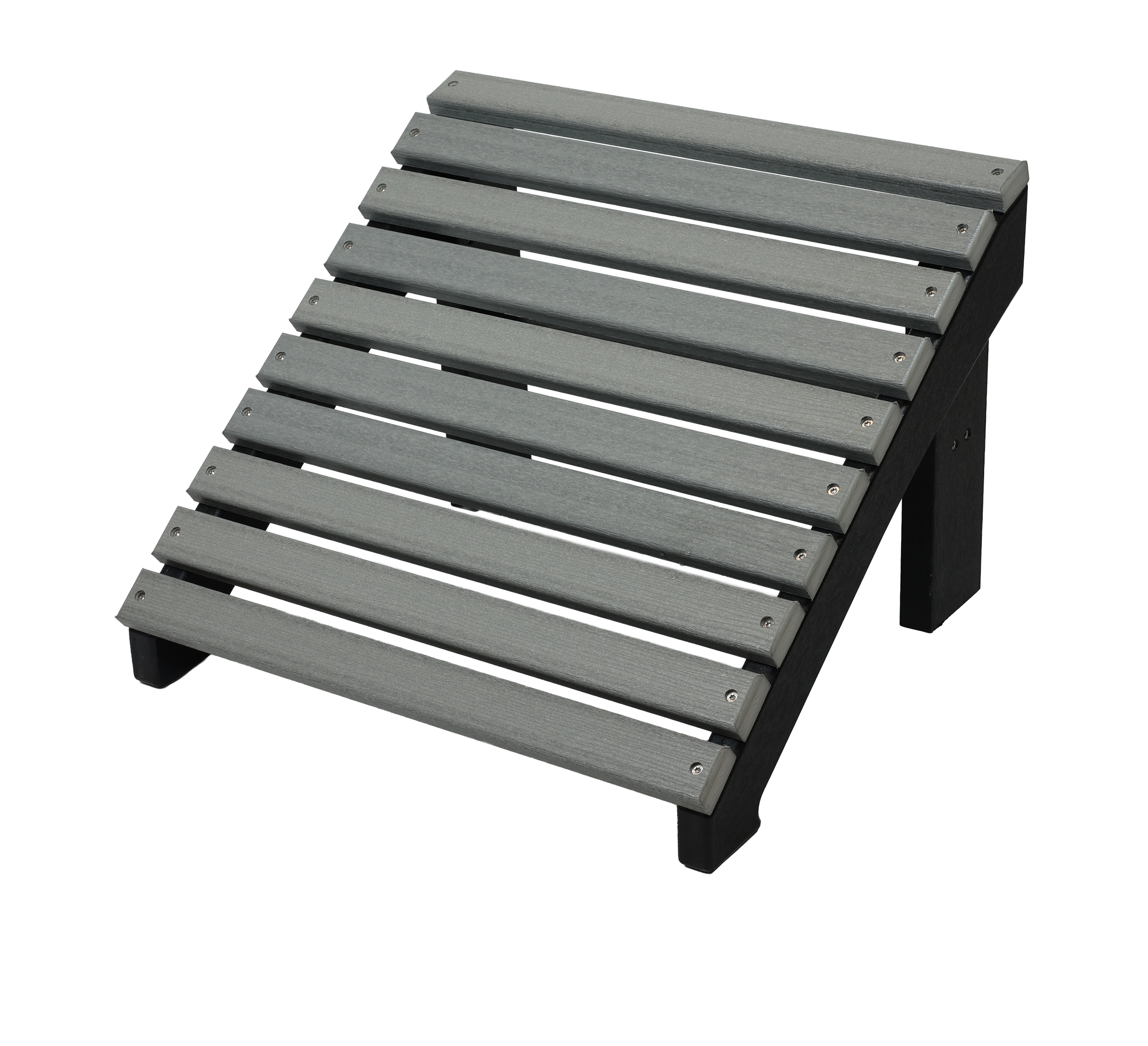 Adirondack Footstool, Misc.-110 (Driftwood Grey/Black). 21”W x 18.5”D x 15”H