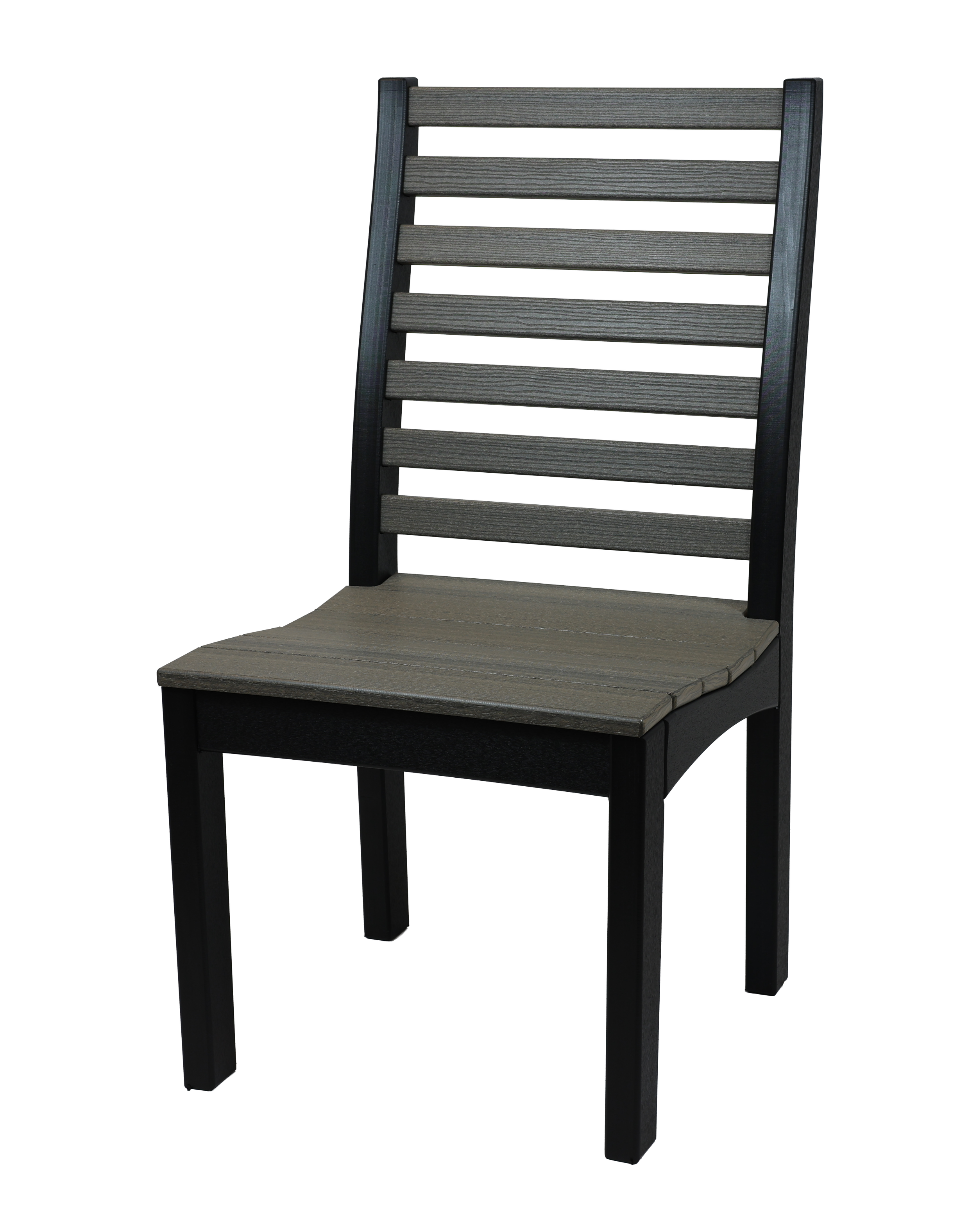 Ladder Back Dining Chair, LB-110 (Coastal Gray/Black). 20.5”W x 20”D x 40.25”H, 18.25” Seat H