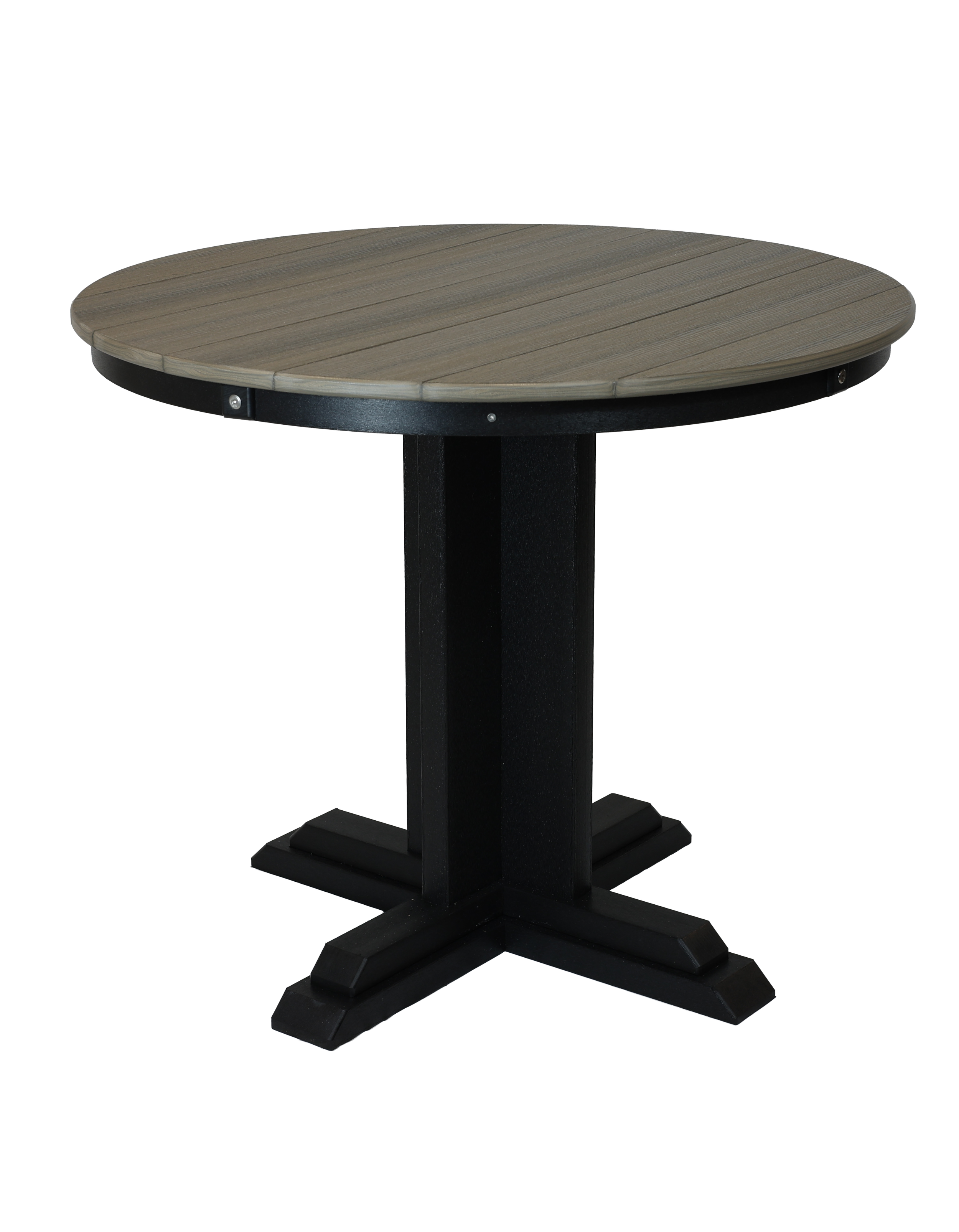 Sunriver Pedestal Round Dining Table, S-103 (Coastal Gray/Black). 36”Round x 30”H. *Also available in 48”width.