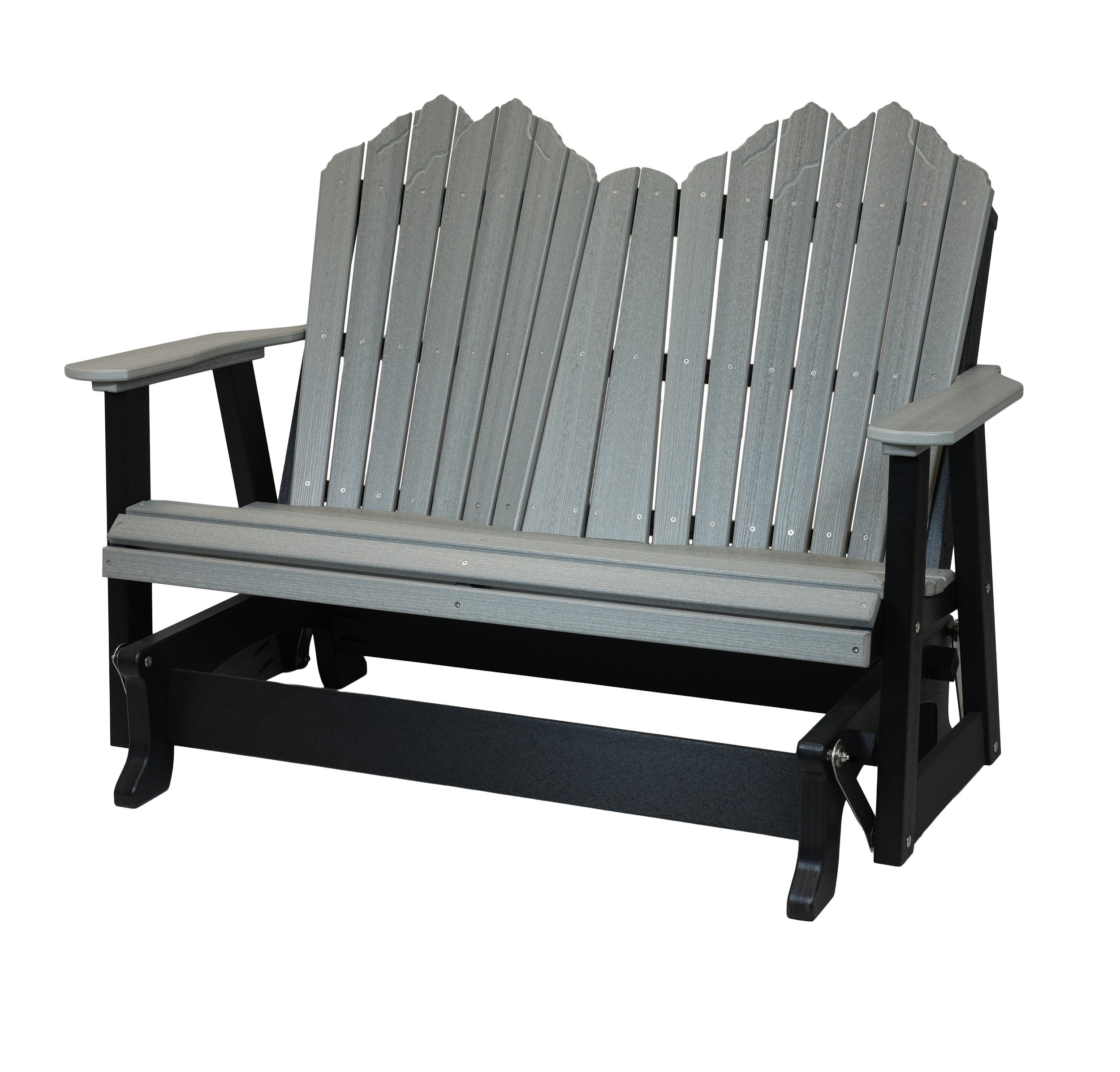 Rocky Mountain Double Glider, CA-160 (Driftwood Grey/Black). 53.5”W x 32”D x 40”H, 17” Seat H