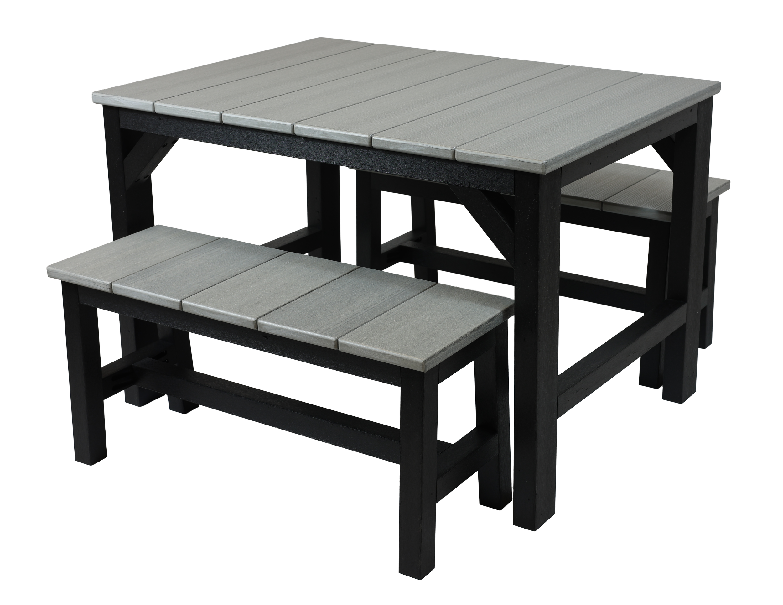 Children’s Table & Bench Set, KDS-110 & KDS-100 (Driftwood Grey/Black)
