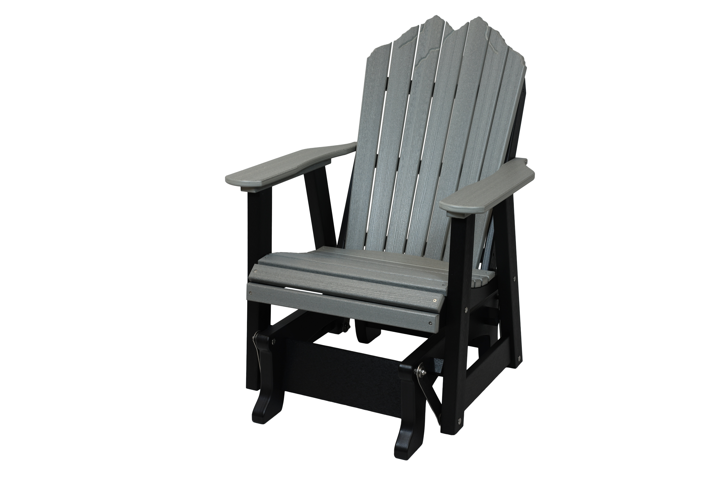 Rocky Mountain Glider Chair, CA-150 (Driftwood Grey/Black). 28”W x 31”D x 43”H, 16.5” Seat H