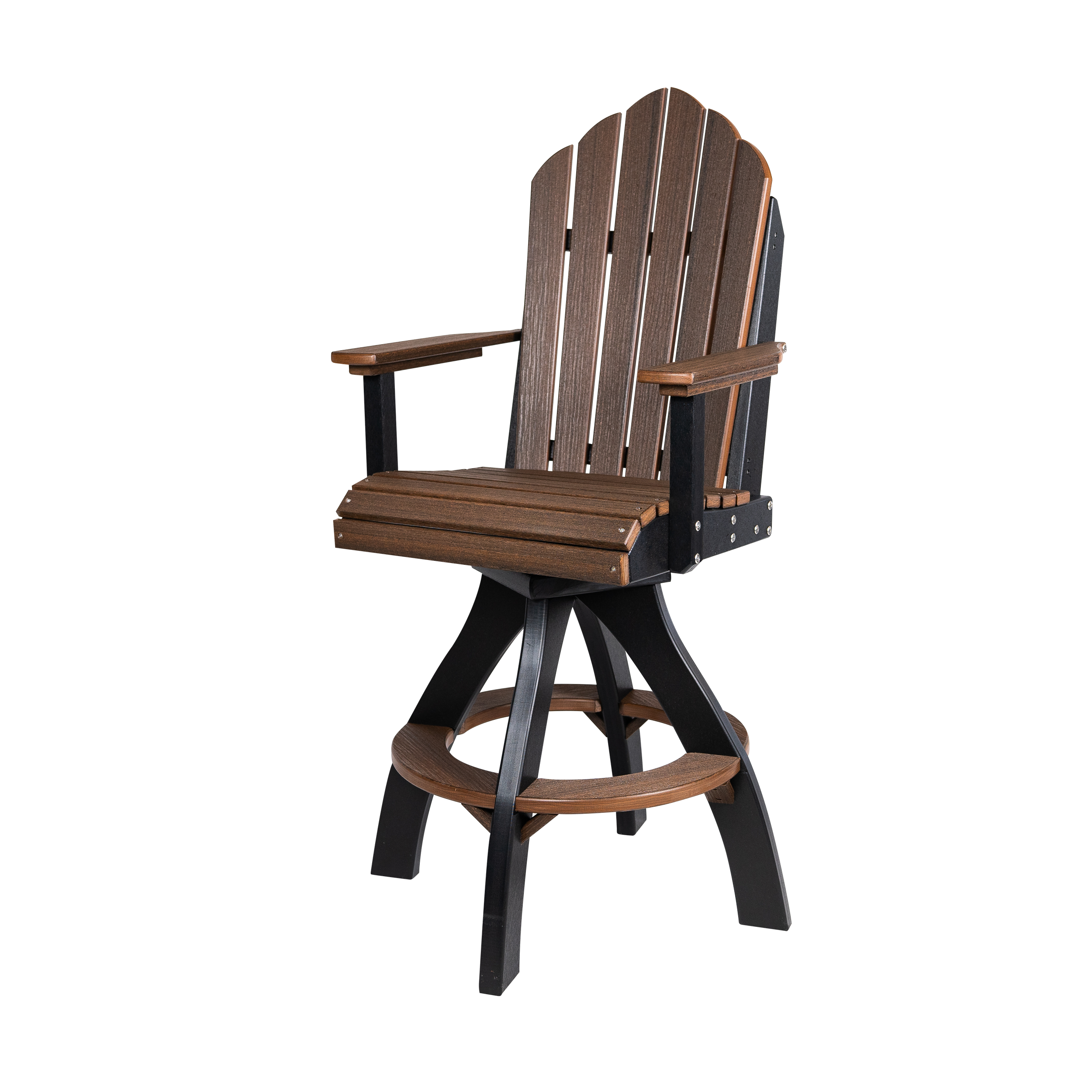 Columbia Swivel Barstool, C-180 (Antique Mahogany/Black). 25.5”w x 29”D x 48.5”H, 25” Seat H