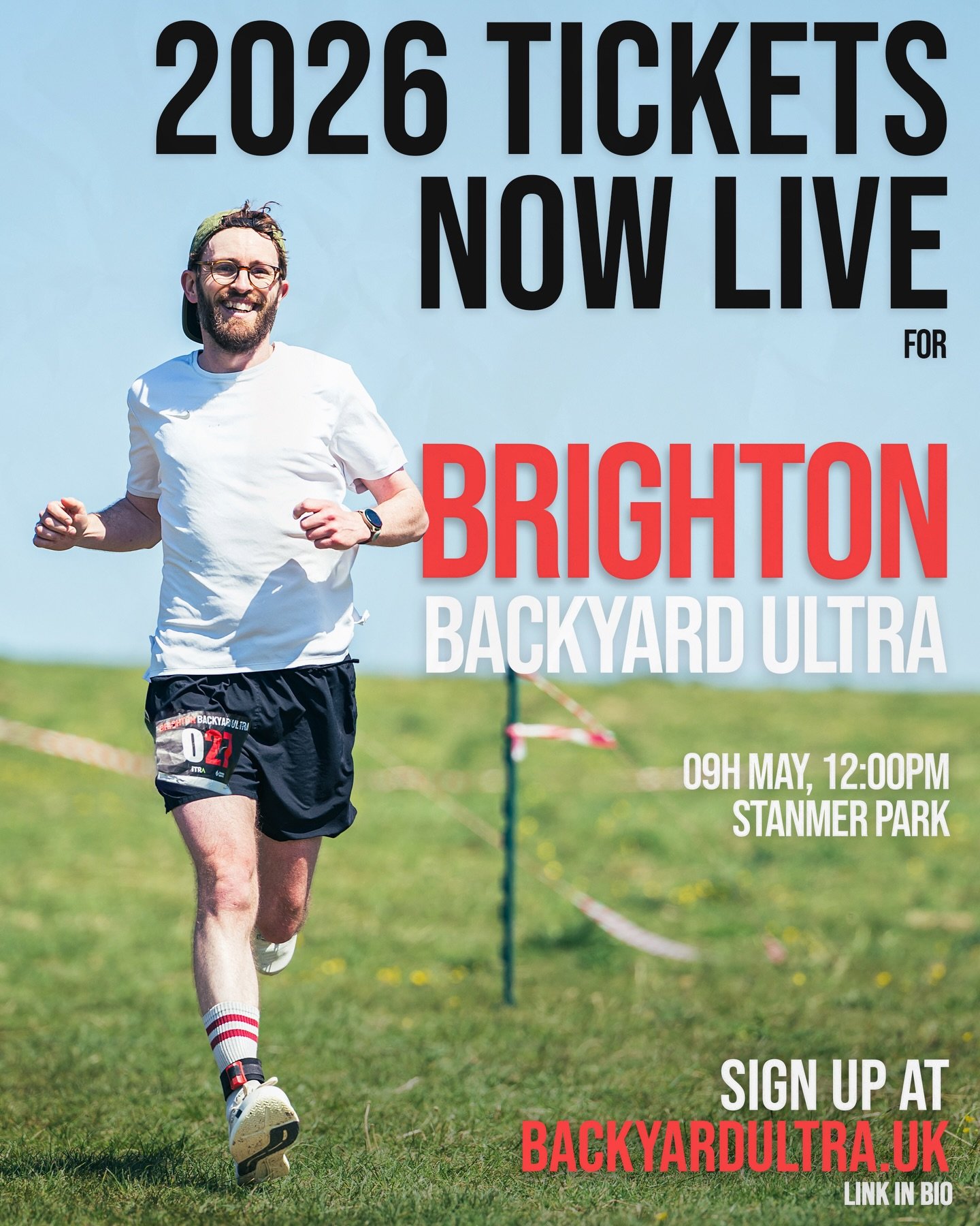 🎉 Brighton Backyard Ultra 2026 tickets are NOW LIVE!

🏃&zwj;♀️ 150 places are available for next year&rsquo;s challenge at the beautiful Stanmer Park &ndash; happening Saturday 9th May 2026, with loop 1 kicking off at 12pm midday. It&rsquo;s you vs