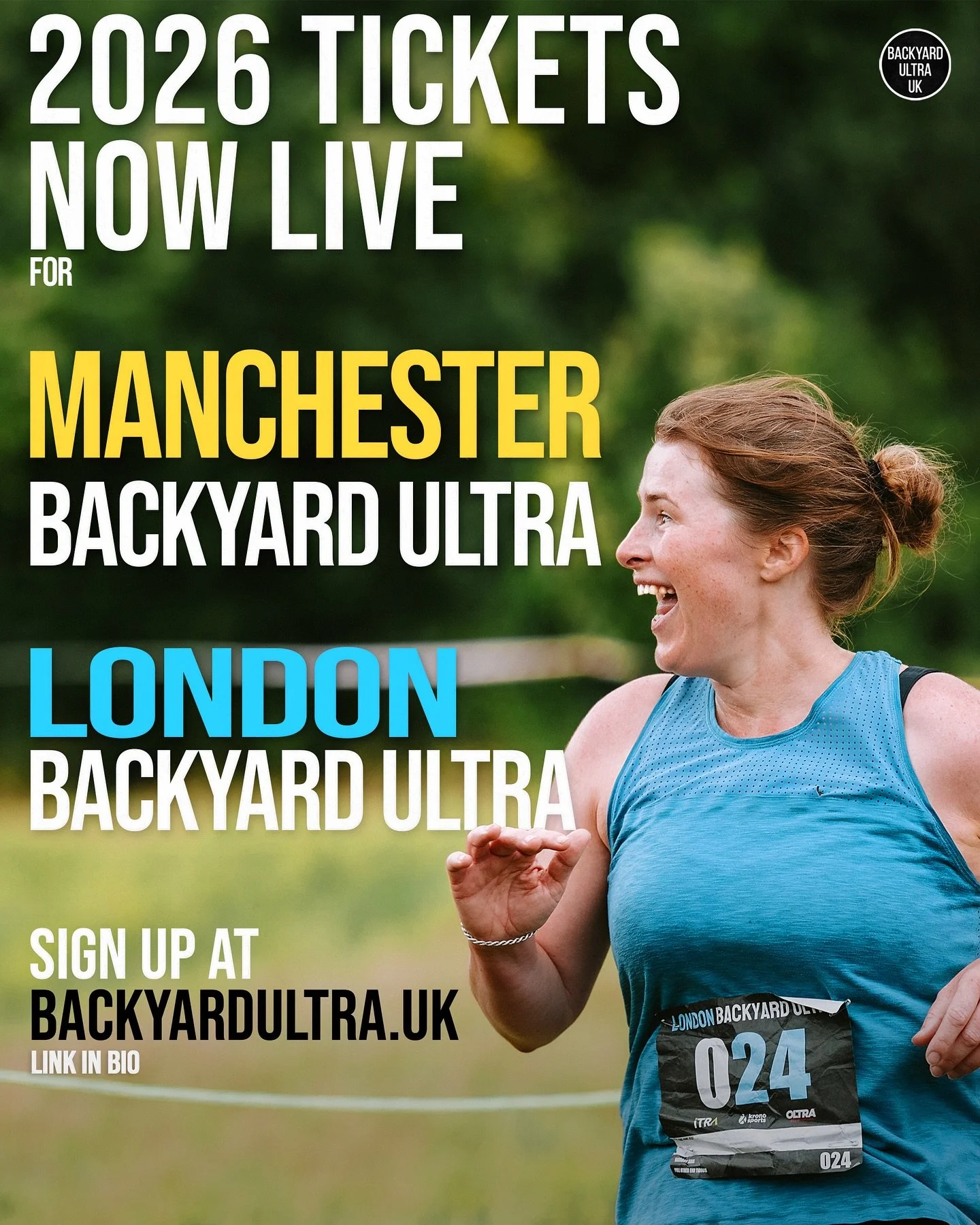 🎟️ Tickets for both the Manchester Backyard Ultra 2026 and London Backyard Ultra 2026 are now available through the link in our bio &ndash; it&rsquo;s time to secure your spot on the start line!

🌲 Manchester: June 13th 2026 &ndash; Giants Seat Sco