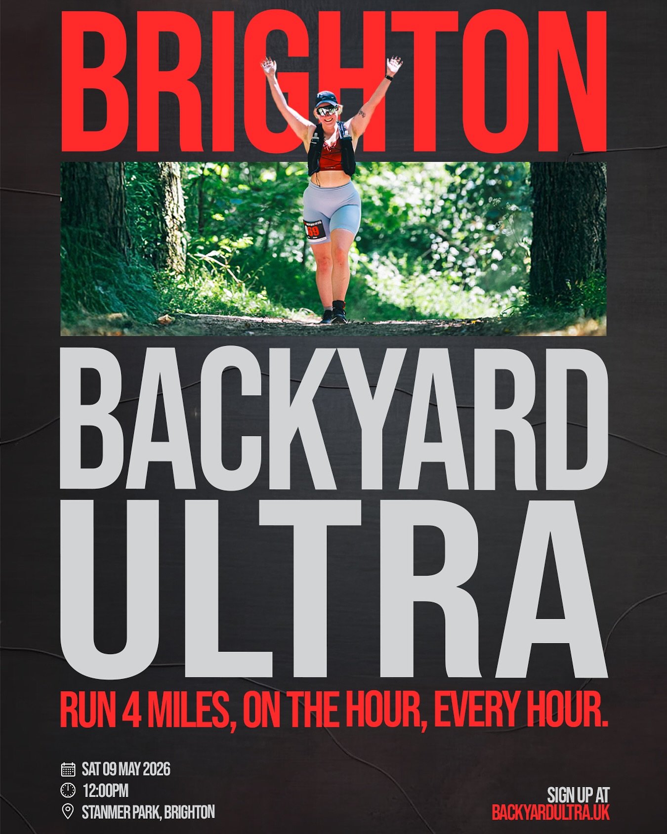 🔔 Run 4 miles on the hour, every hour&hellip; until only one remains.

🏃&zwj;♀️ The Brighton Backyard Ultra 2026 is coming: Saturday 9th May, with loop one starting at 12pm at the beautiful Stanmer Park.

🏃 A test of grit, endurance, and pure dete