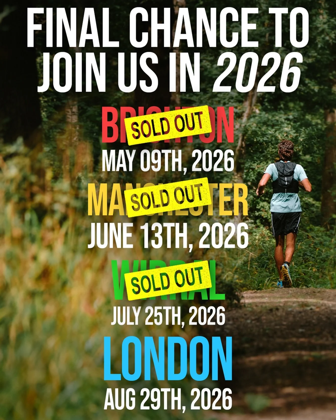 🚨 FINAL CHANCE TO JOIN US IN 2026&hellip;

🌿 Brighton, Manchester and Wirral Backyard Ultra are officially sold out, and we honestly can&rsquo;t thank you all enough. The only remaining chance to join the Backyard Ultra UK start line this year is a