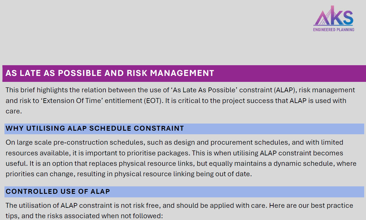 ‘As Late As Possible’ and Schedule Risk Management