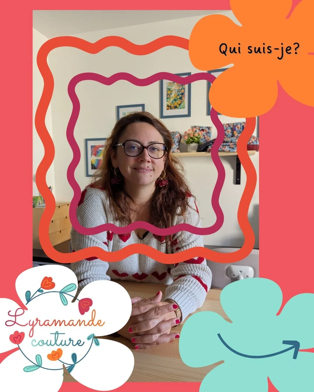 Derrière lyramande couture,il y a qui? 
Il était bien temps de faire une petite présentation ! 
Moi c'est Amandine , enseignante et prof de couture. 
Fais défiler les images si tu veux en apprendre un peu plus sur moi.
B